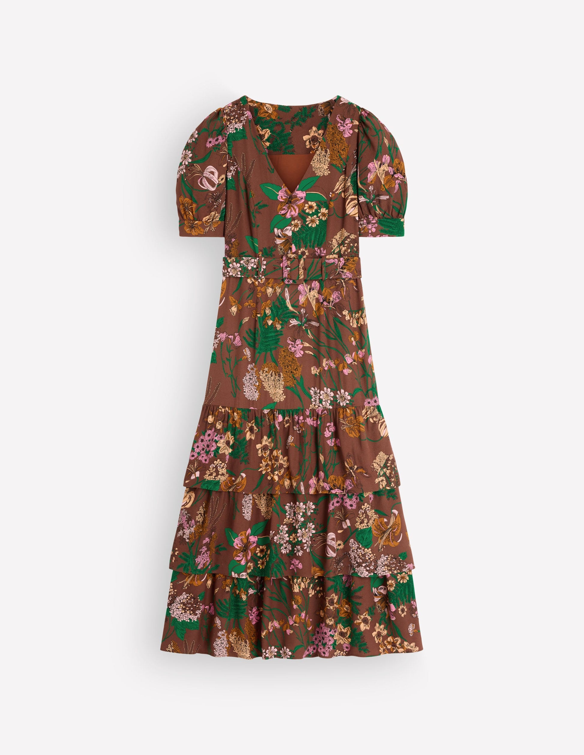 V Neck Layered Dress-Woodland, Whimsical Flora-8