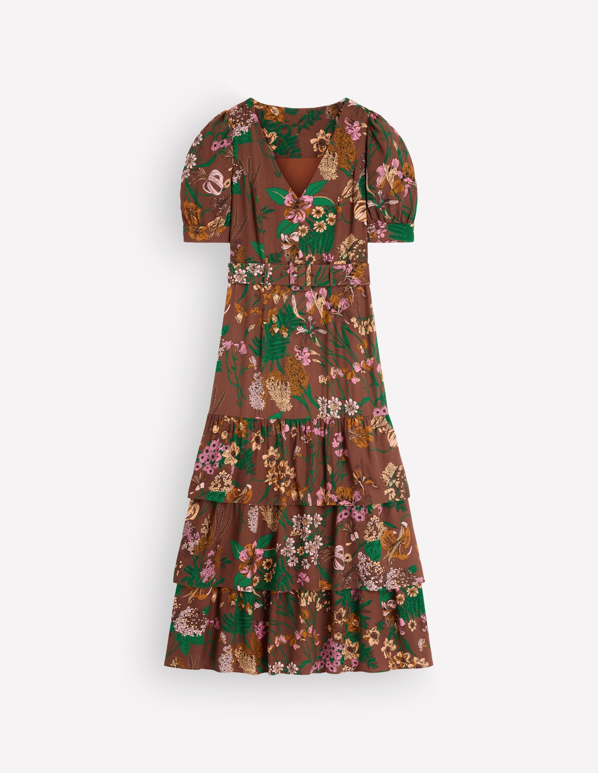 V Neck Layered Dress-Woodland, Whimsical Flora - Image 8