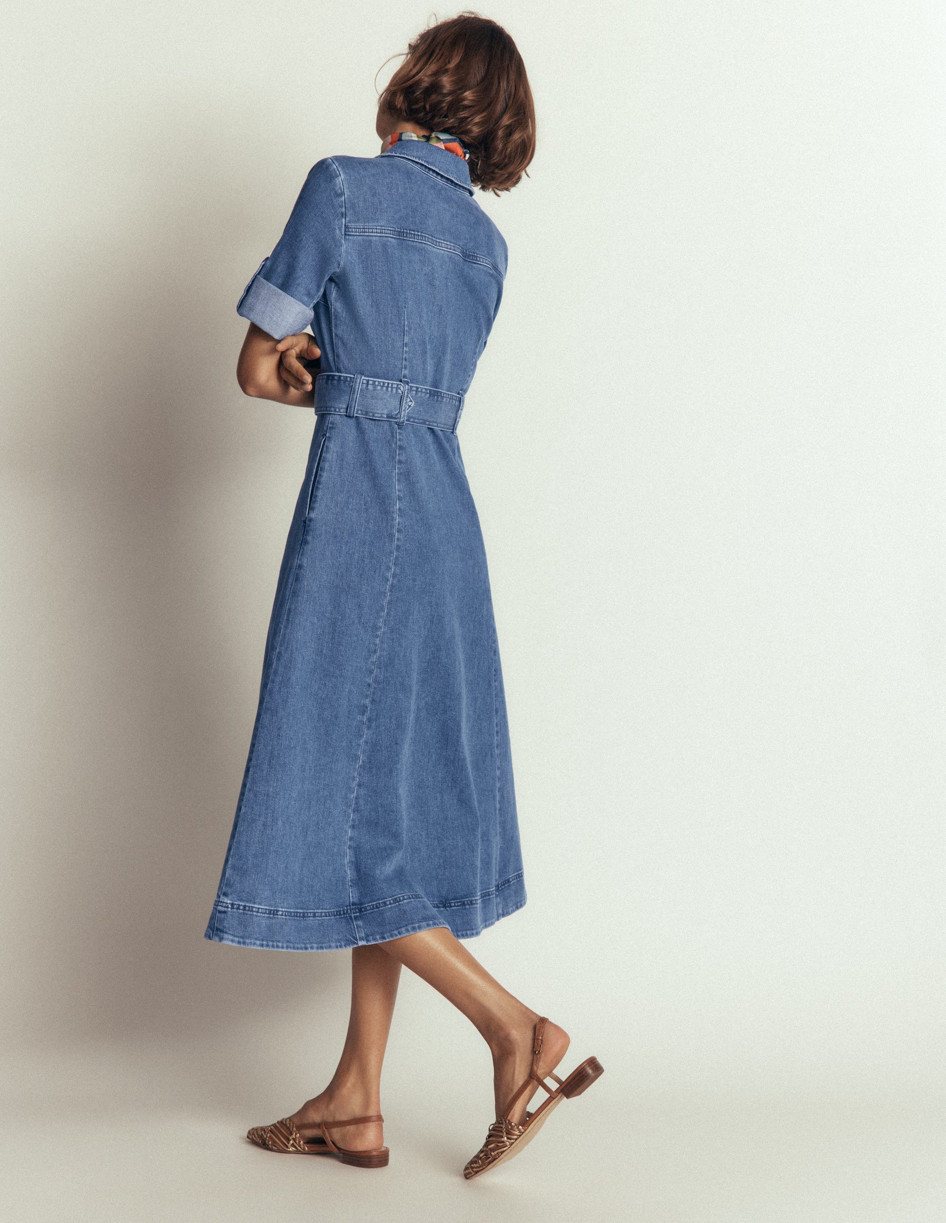 Denim Midi Shirt Dress-Light Vintage-3