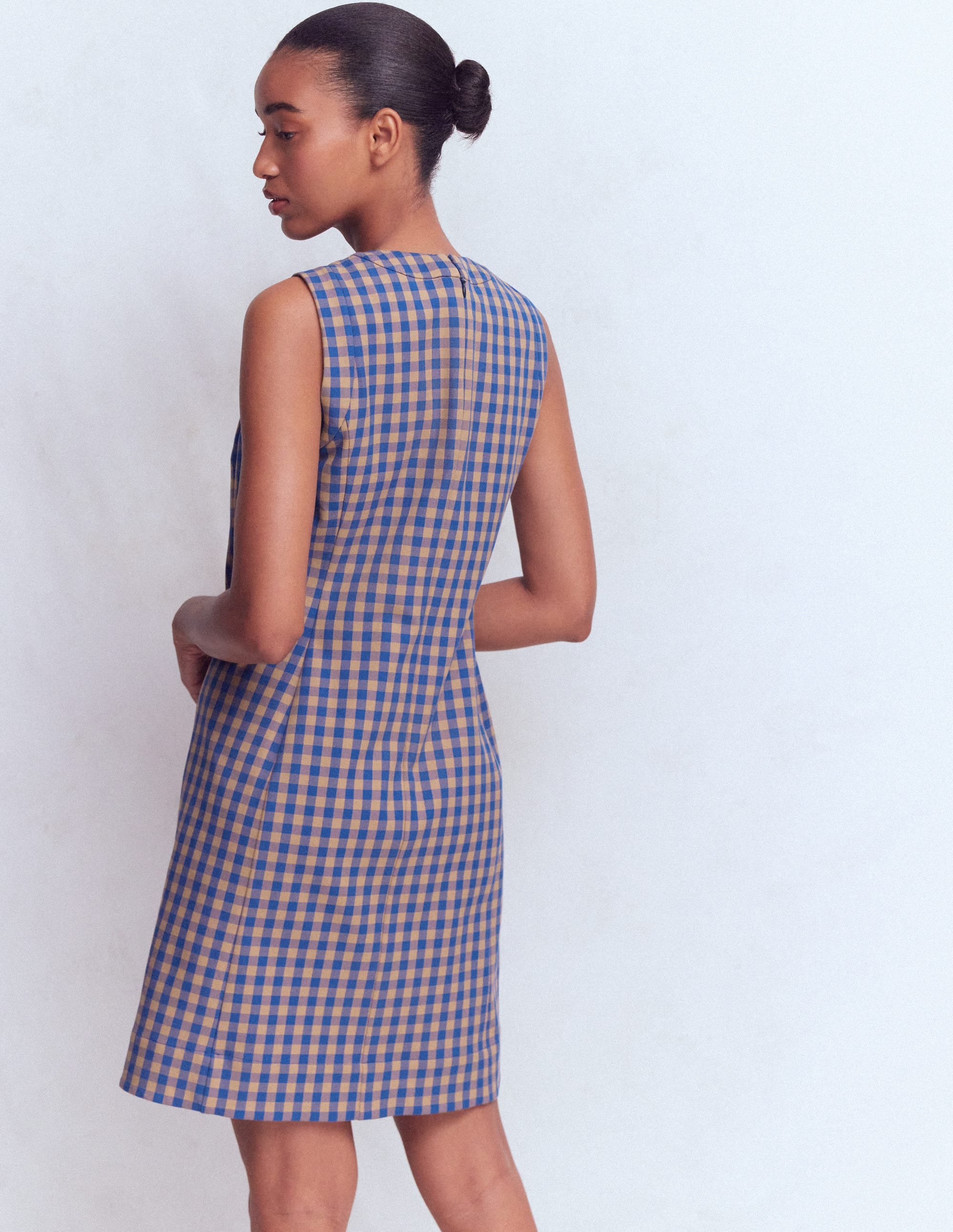 Lou Check Shift Dress-Camel, Blue Gingham - Image 3
