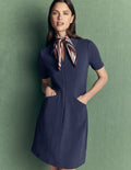 Nia Short Sleeve Zip Dress-Navy