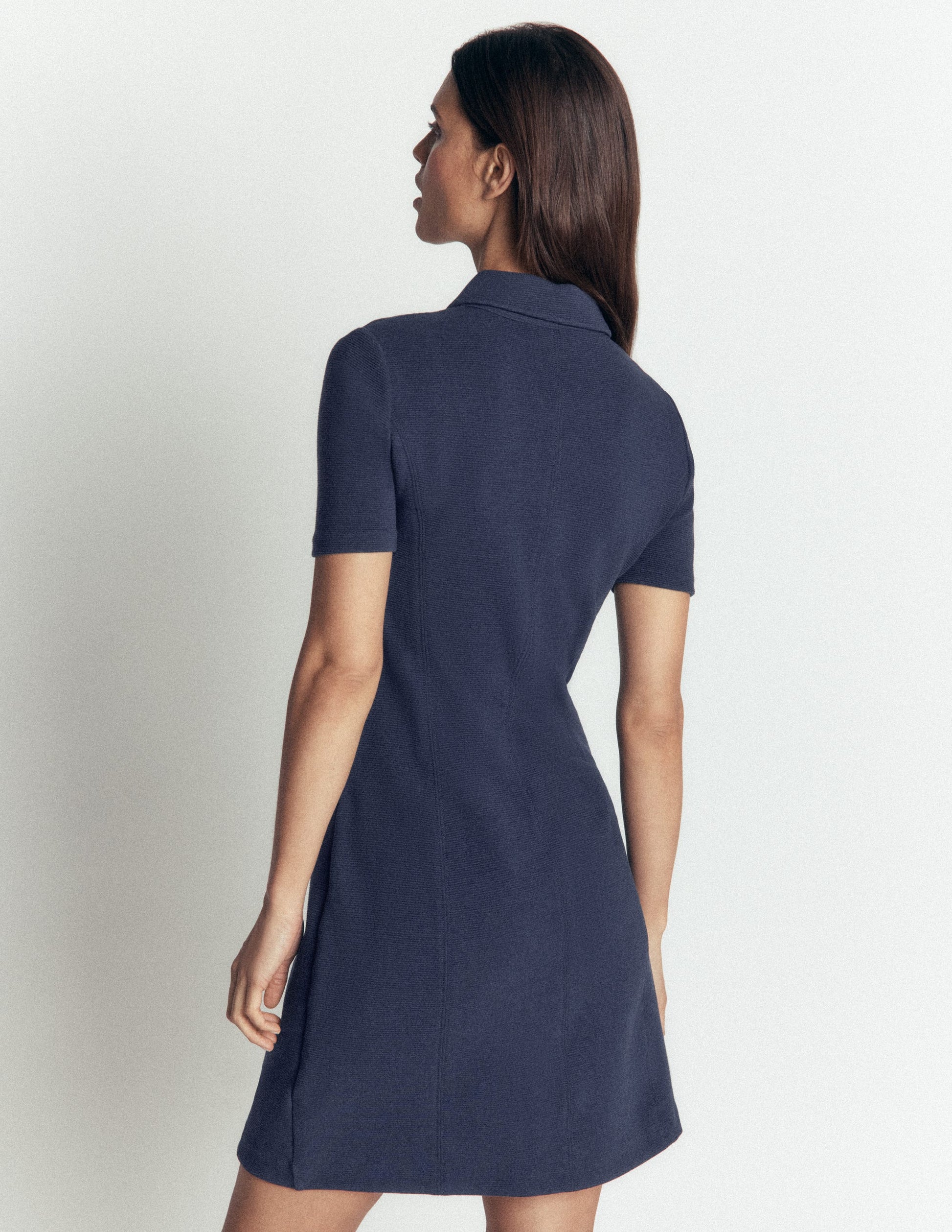 Nia Short Sleeve Zip Dress-Navy-3