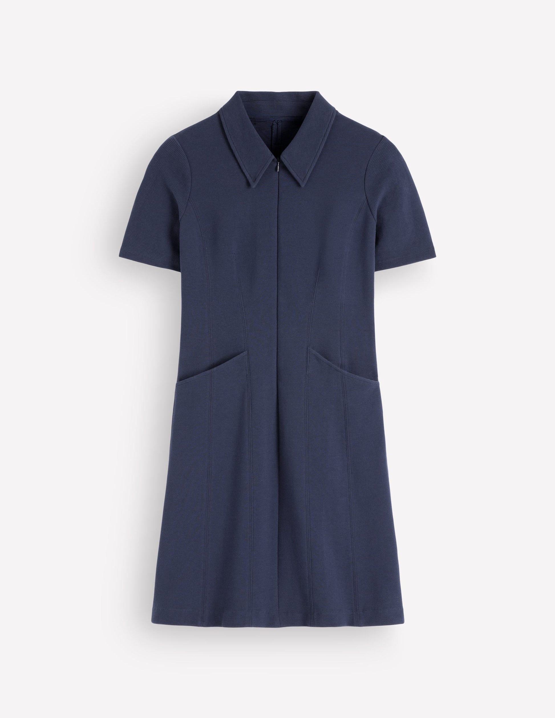 Nia Short Sleeve Zip Dress-Navy-5