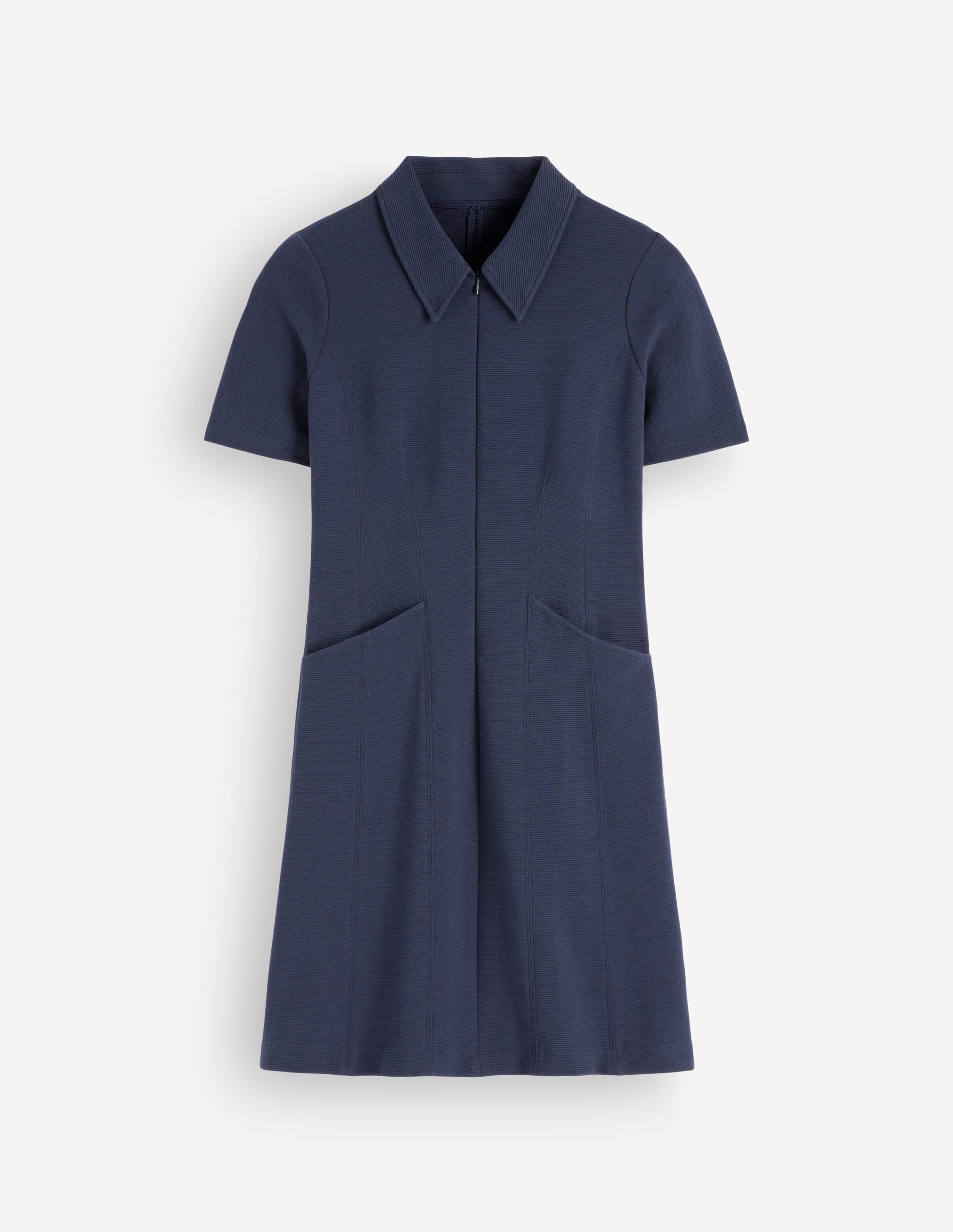 Nia Short Sleeve Zip Dress-Navy - Image 5