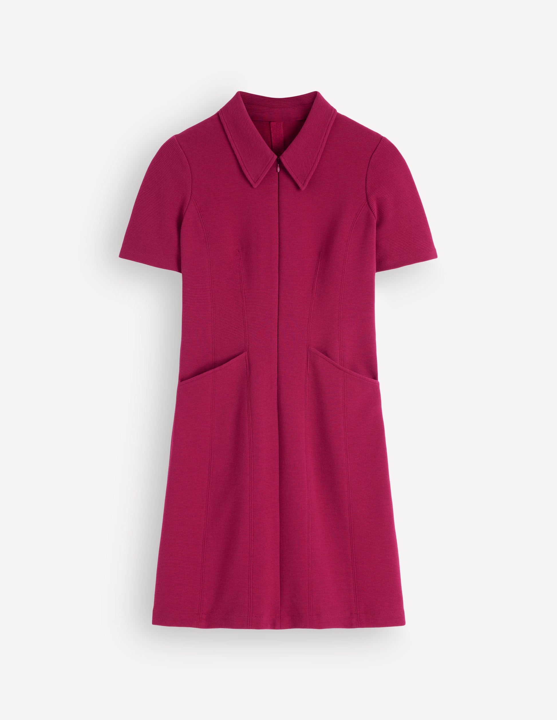 Nia Short Sleeve Zip Dress-Beetroot Red-6