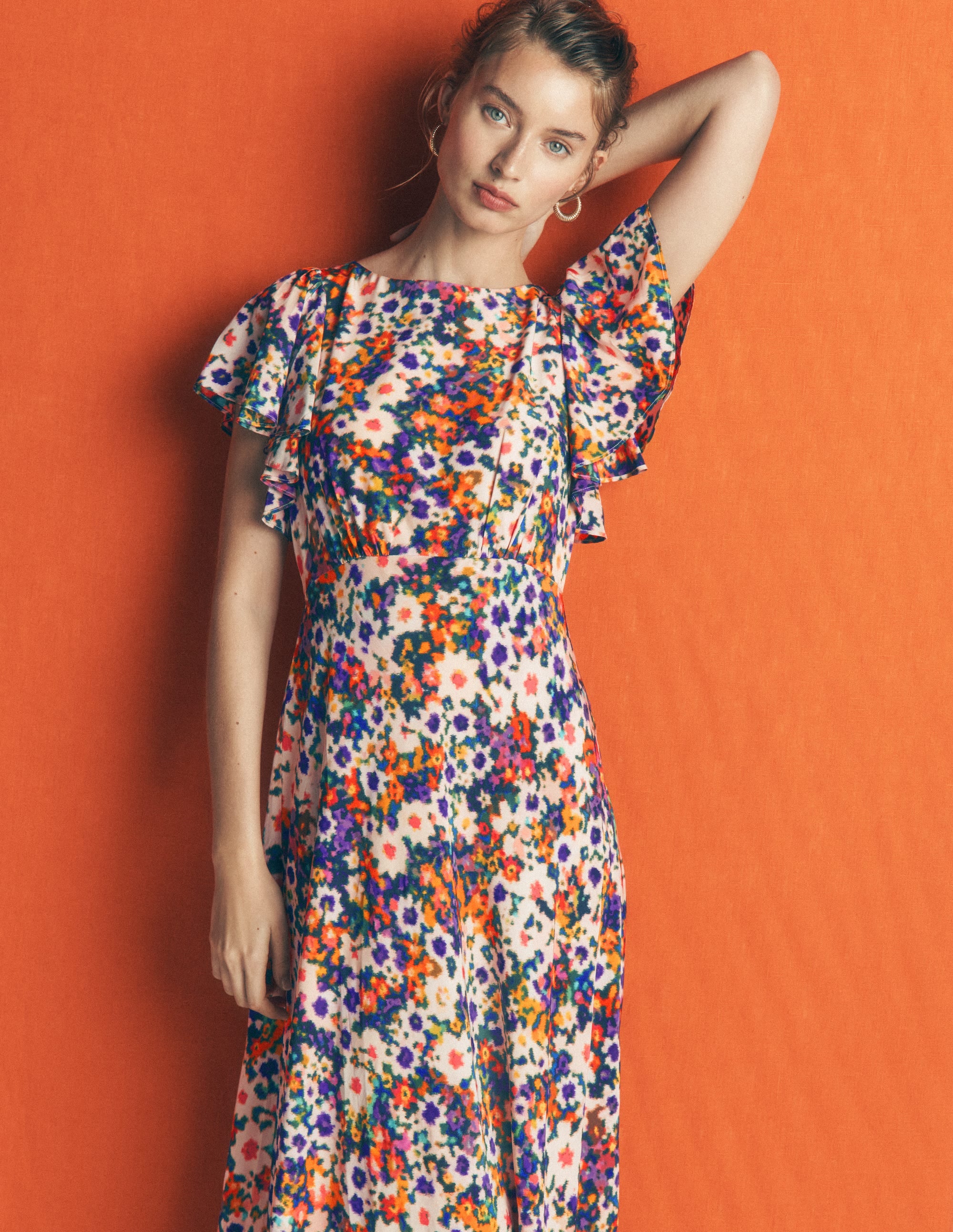 Draped Sleeve Occasion Dress-Multi, Flora Fusion - Image 6