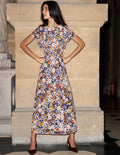 Draped Sleeve Occasion Dress-Multi, Flora Fusion