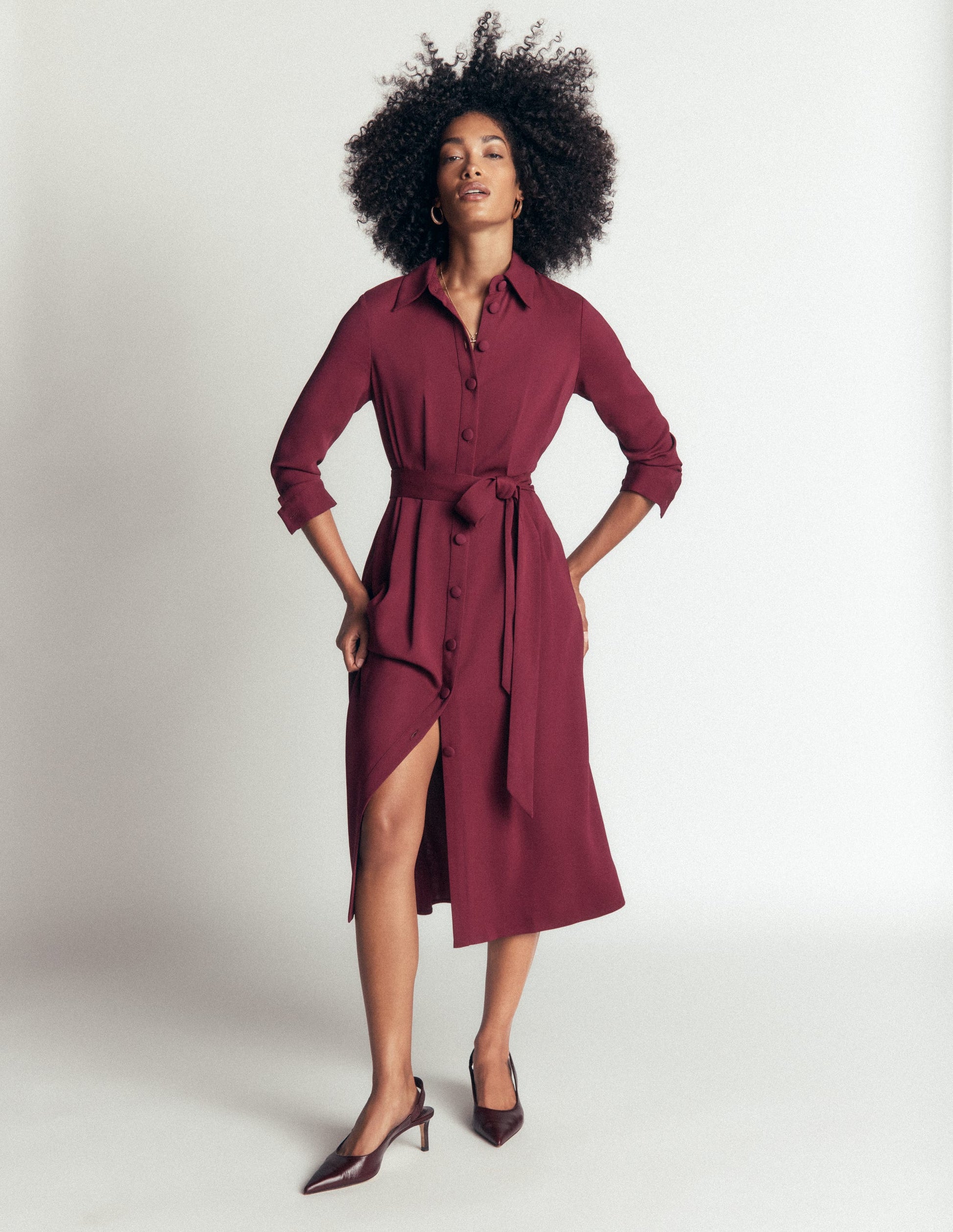 Kate Pleated Shirt Dress-Deep Wisteria-1