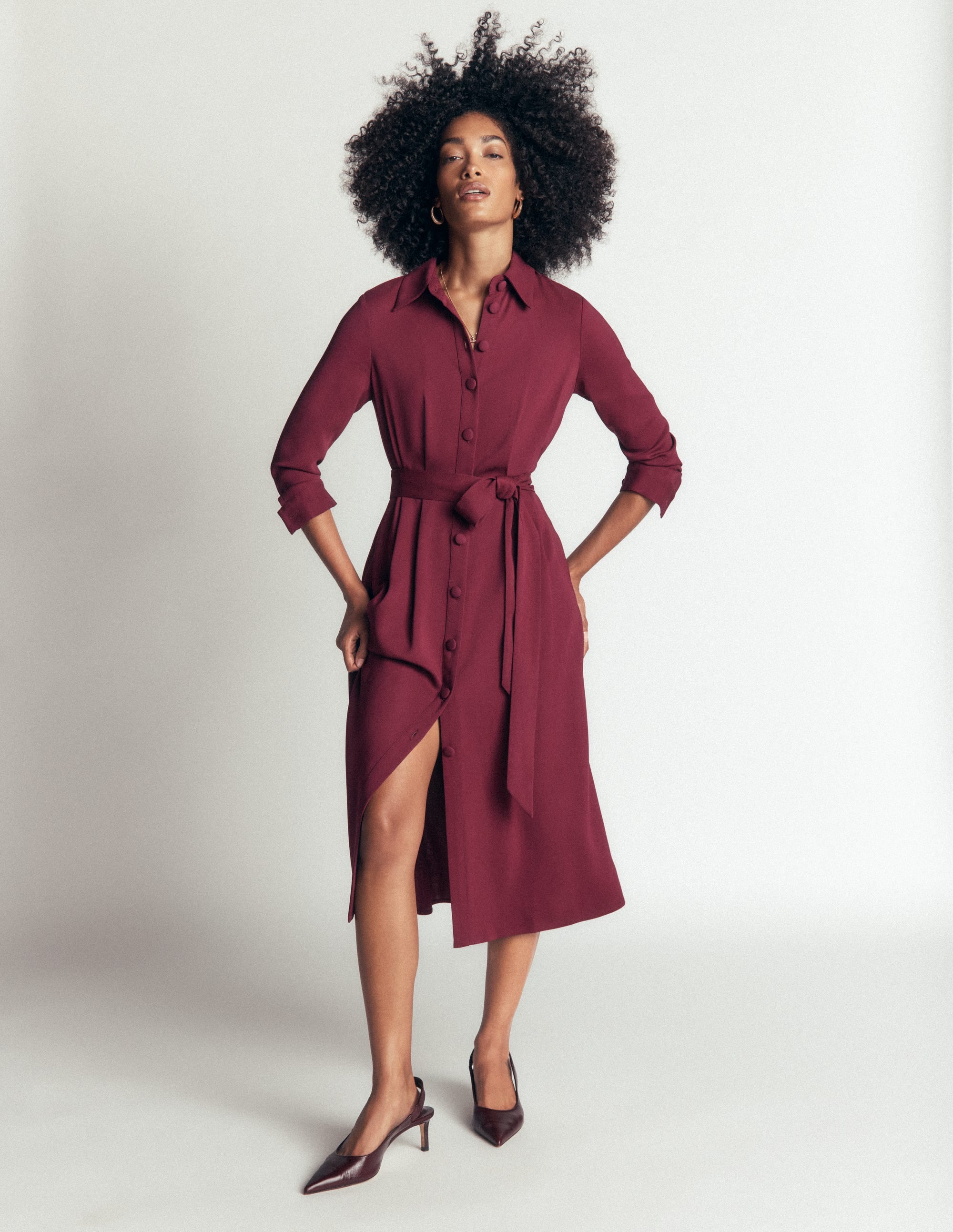 Kate Pleated Shirt Dress-Deep Wisteria - Image 1