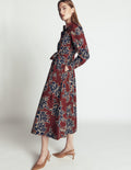 Maeve Cotton Midi Shirt Dress-Brown, Enchanted Peony Large