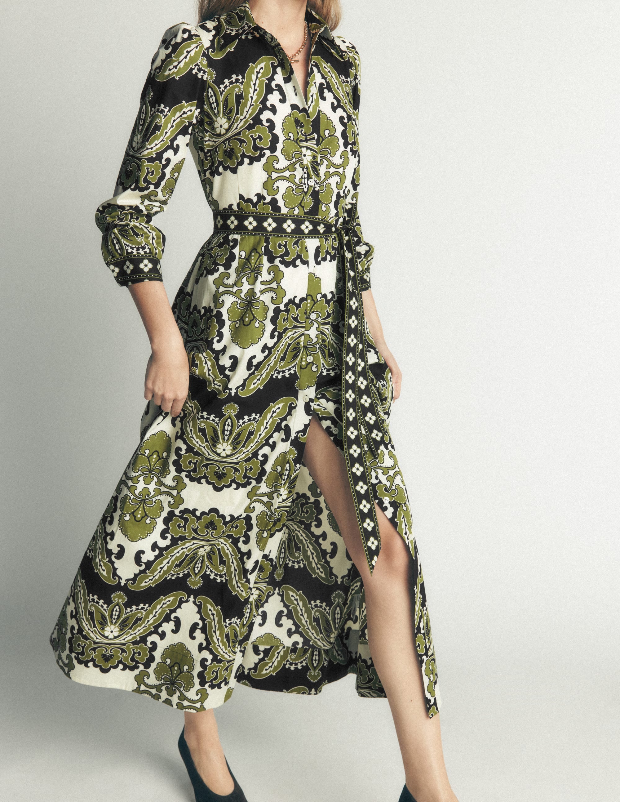 Maeve Cotton Midi Shirt Dress-Multi, Blossoming Gardenia - Image 5
