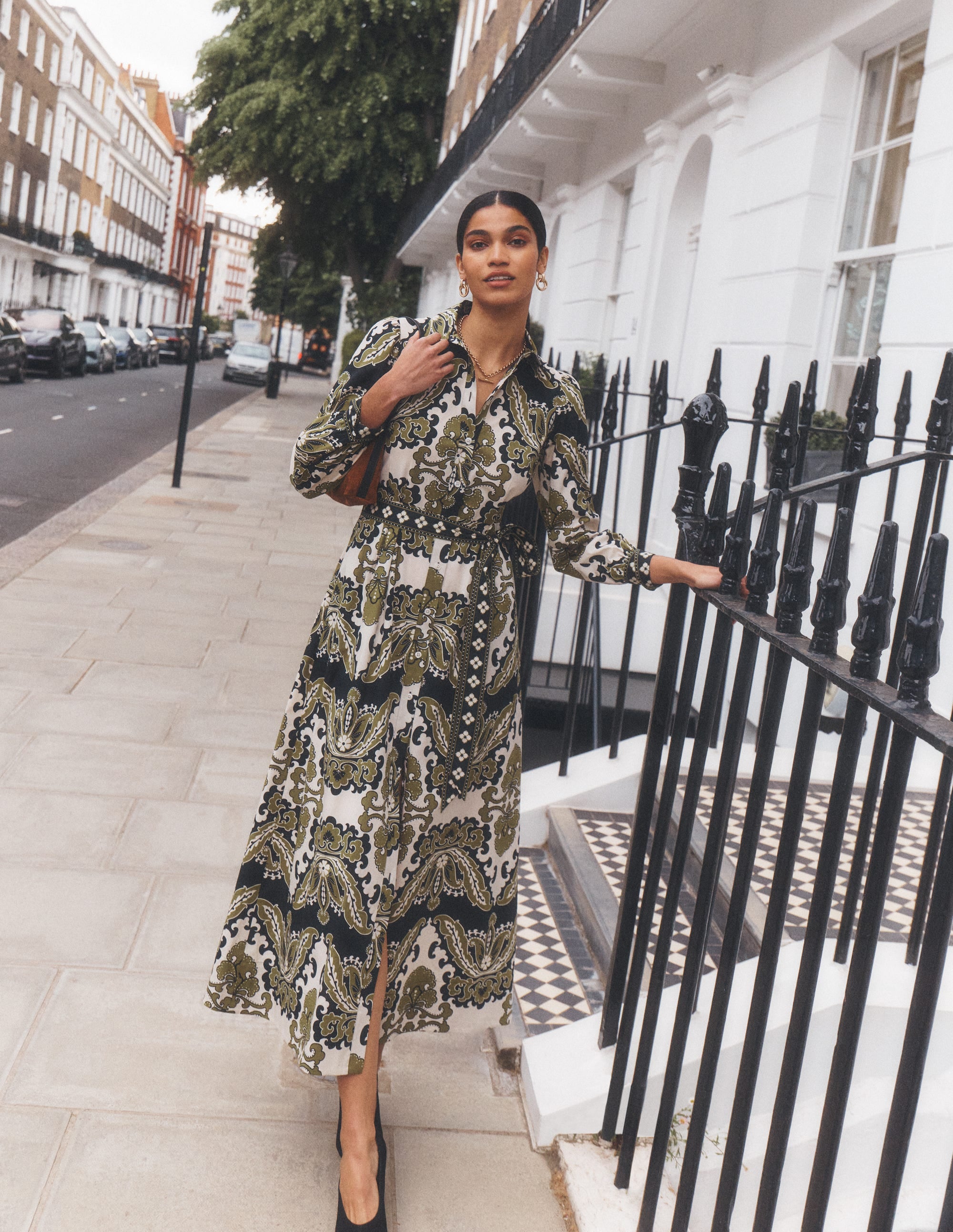 Maeve Cotton Midi Shirt Dress-Multi, Blossoming Gardenia - Image 7