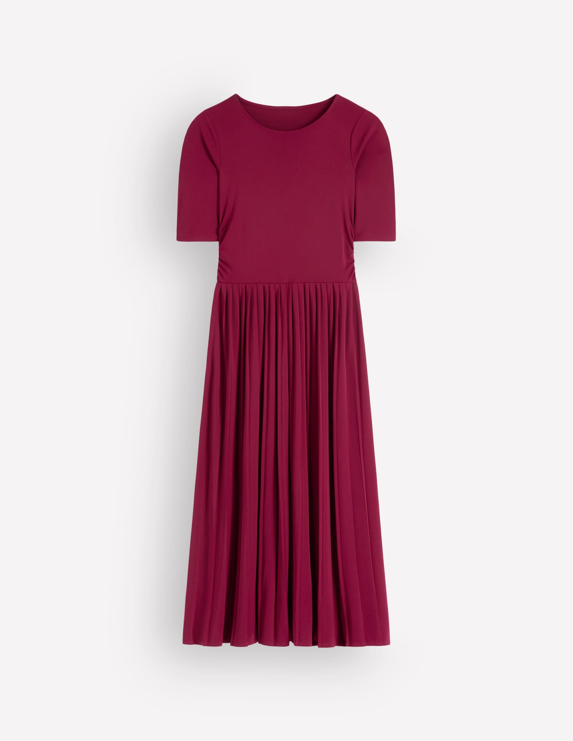 Pleated Jersey Midi Dress-Beetroot Red - Image 6