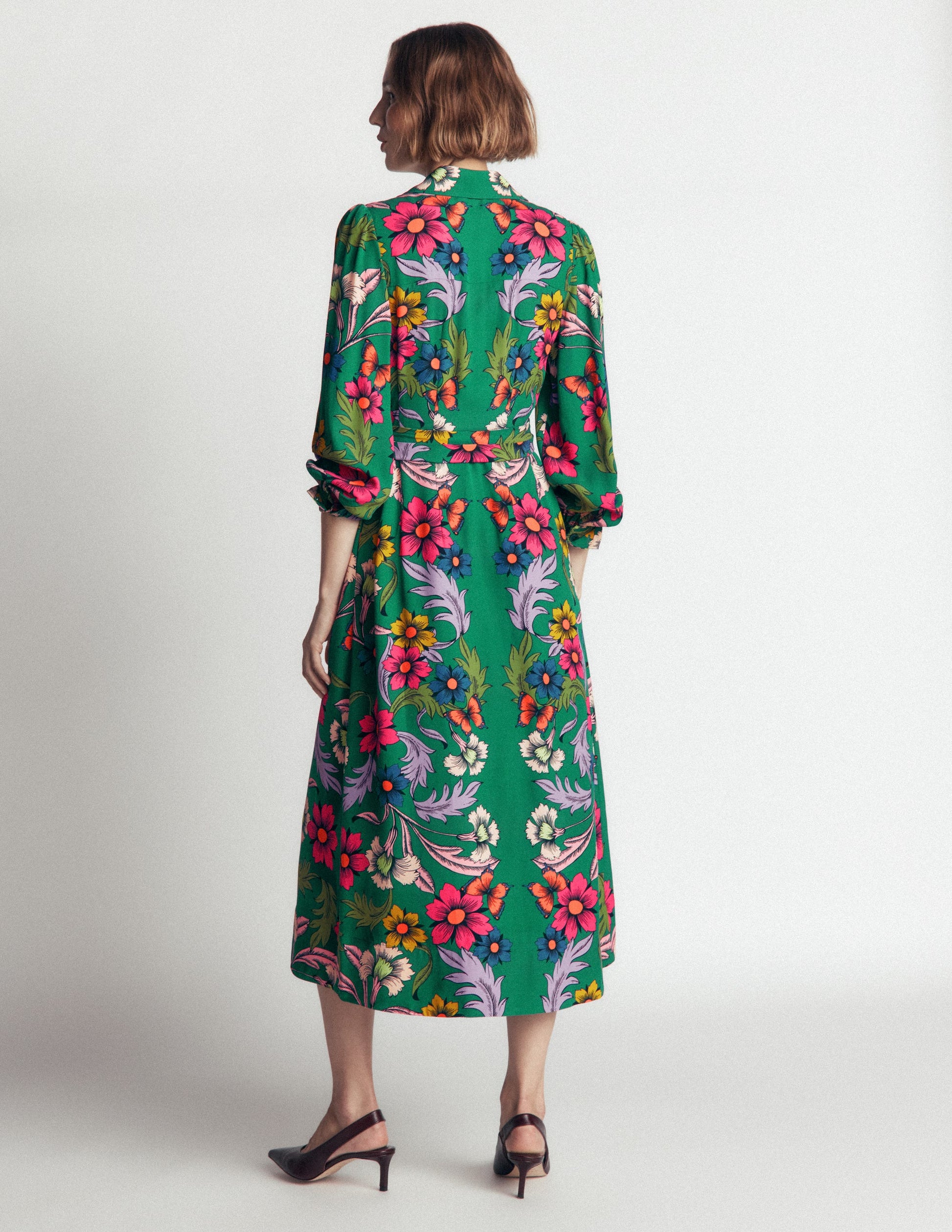 Maeve Occasion Shirt Dress-Jewel Green, Butterfly Bouquet-9