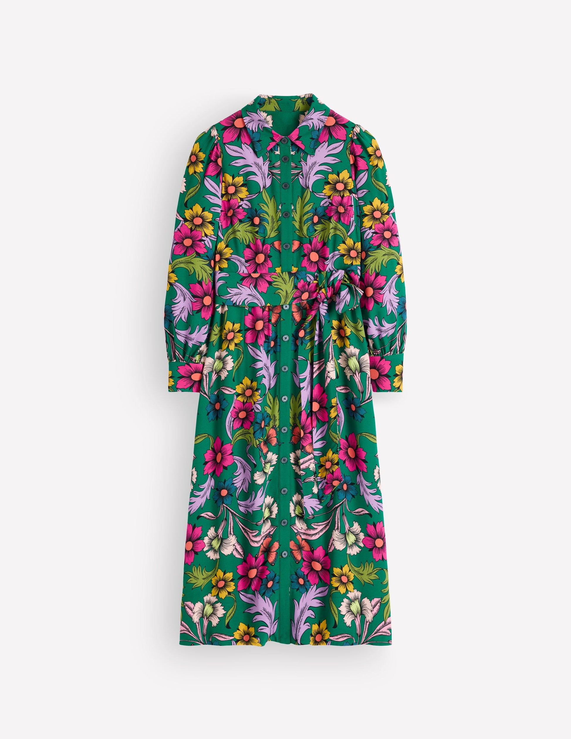 Maeve Occasion Shirt Dress-Jewel Green, Butterfly Bouquet-10