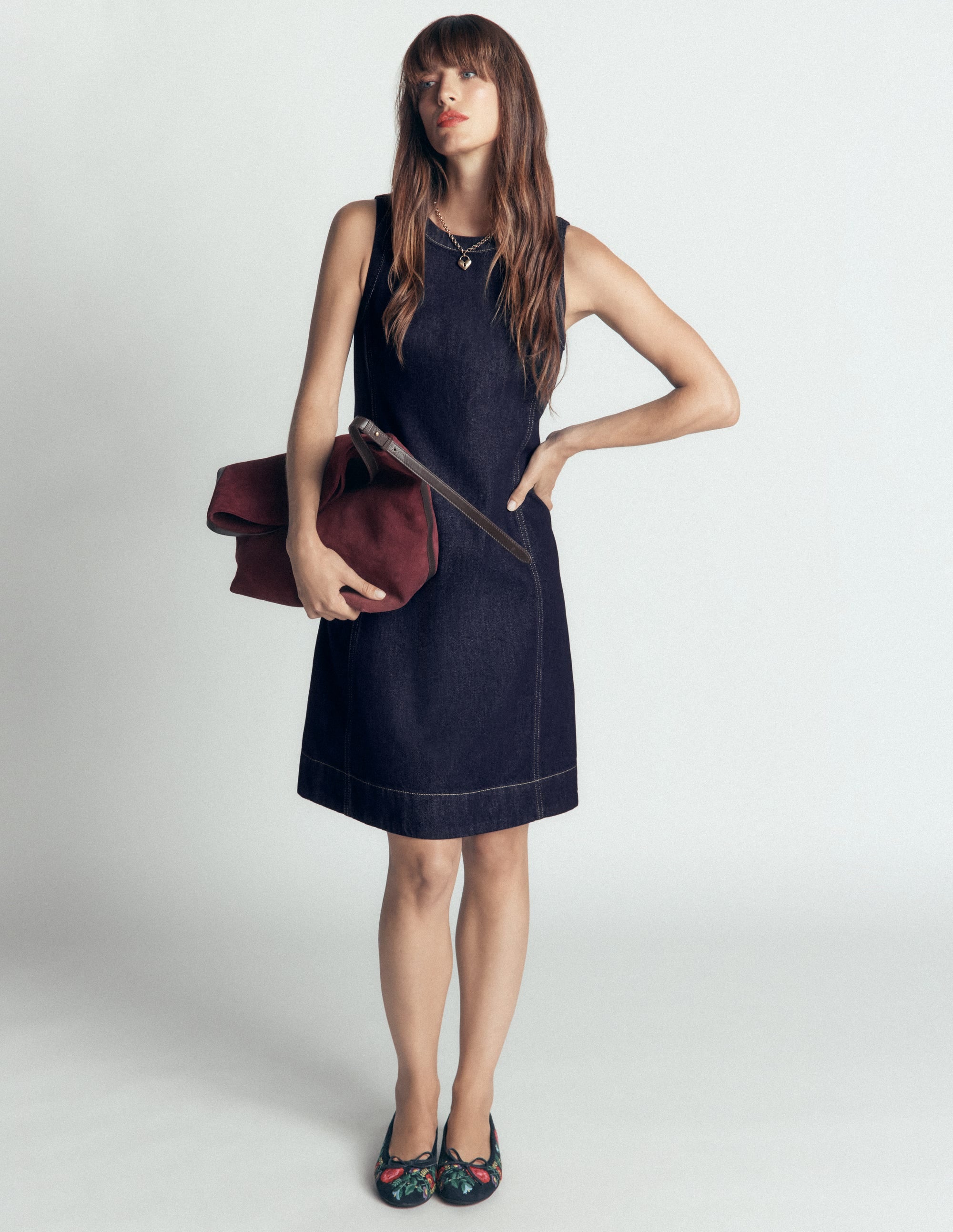 Lou Denim Shift Dress-Indigo Denim - Image 2