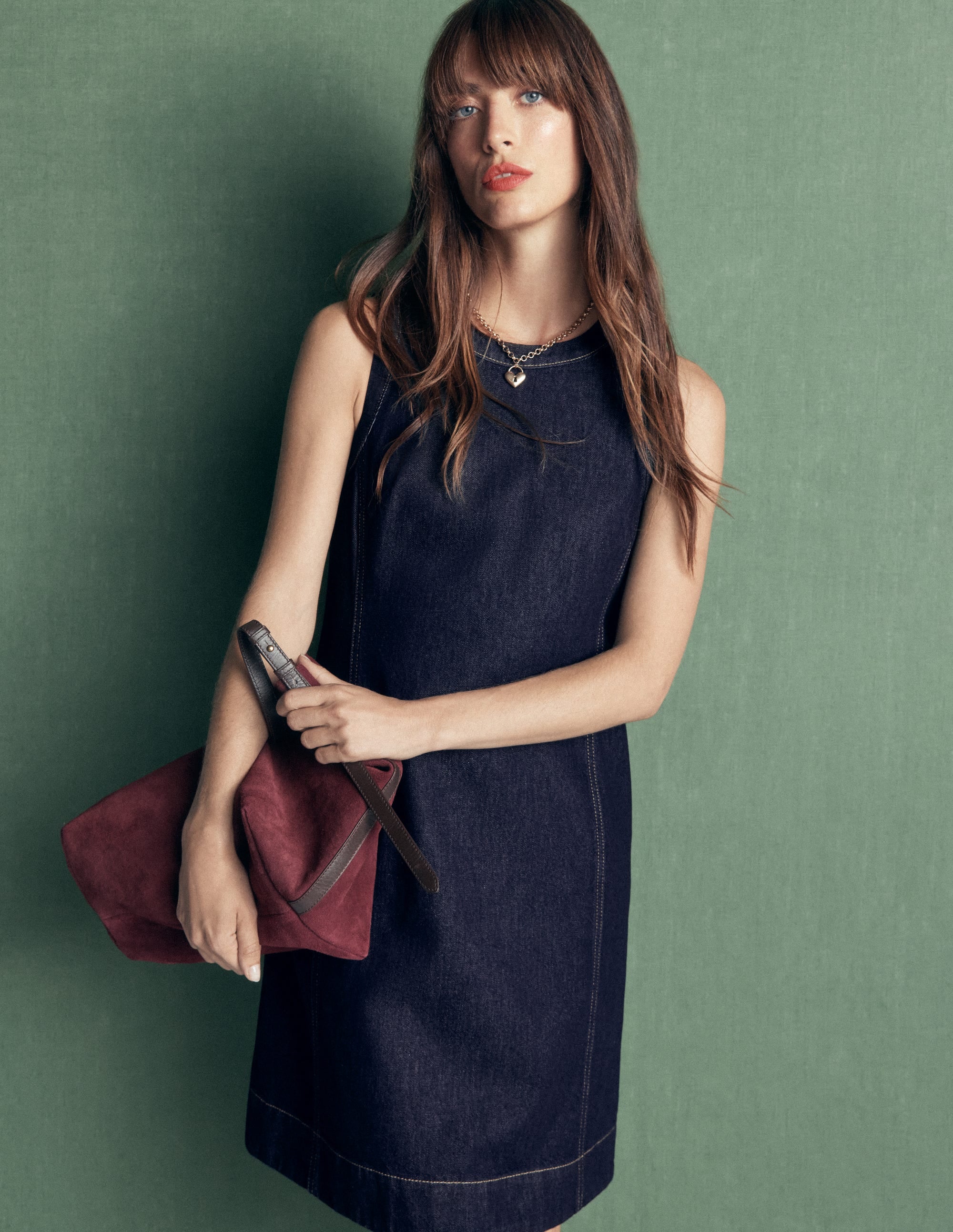 Lou Denim Shift Dress-Indigo Denim - Image 3