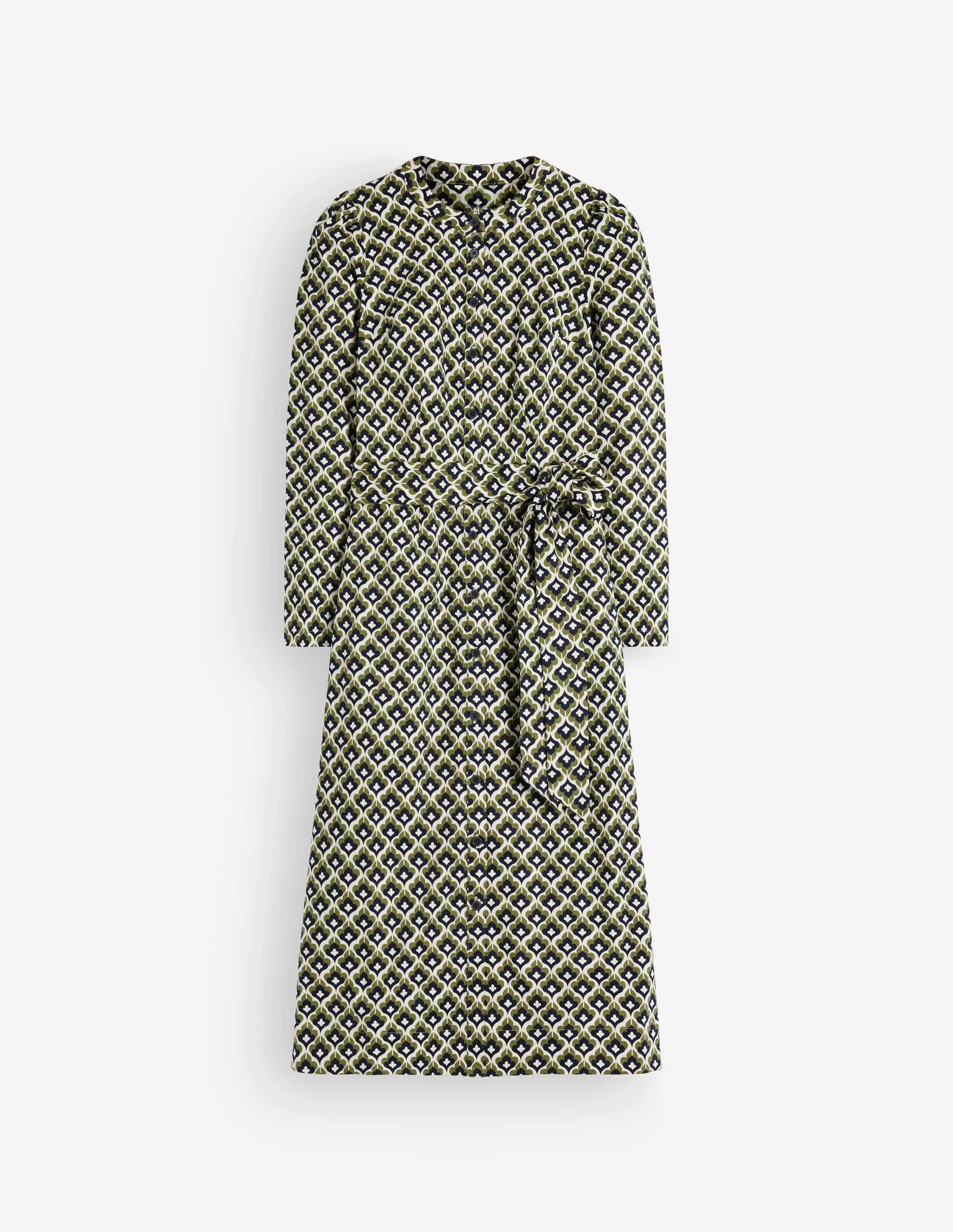 Louise Midi Shirt Dress-French Navy, Geo Party - Image 5