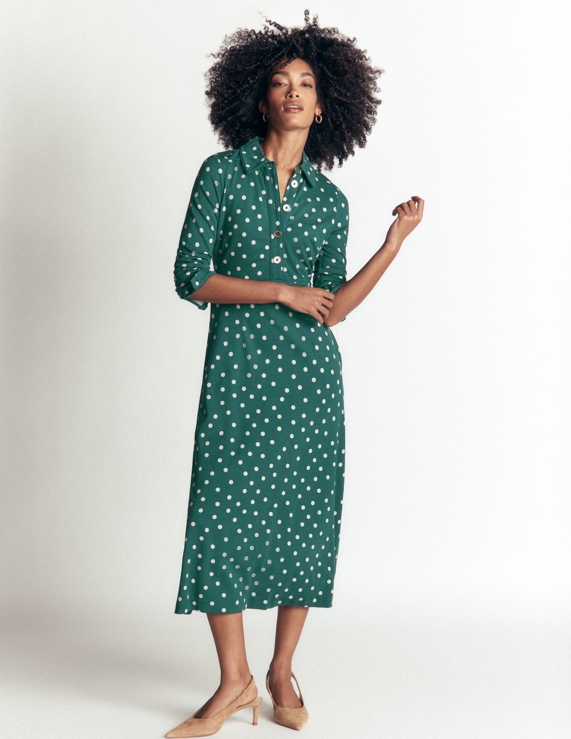 Etta Piping Detail Ponte Dress-Midnight Teal, Boden Spot-4