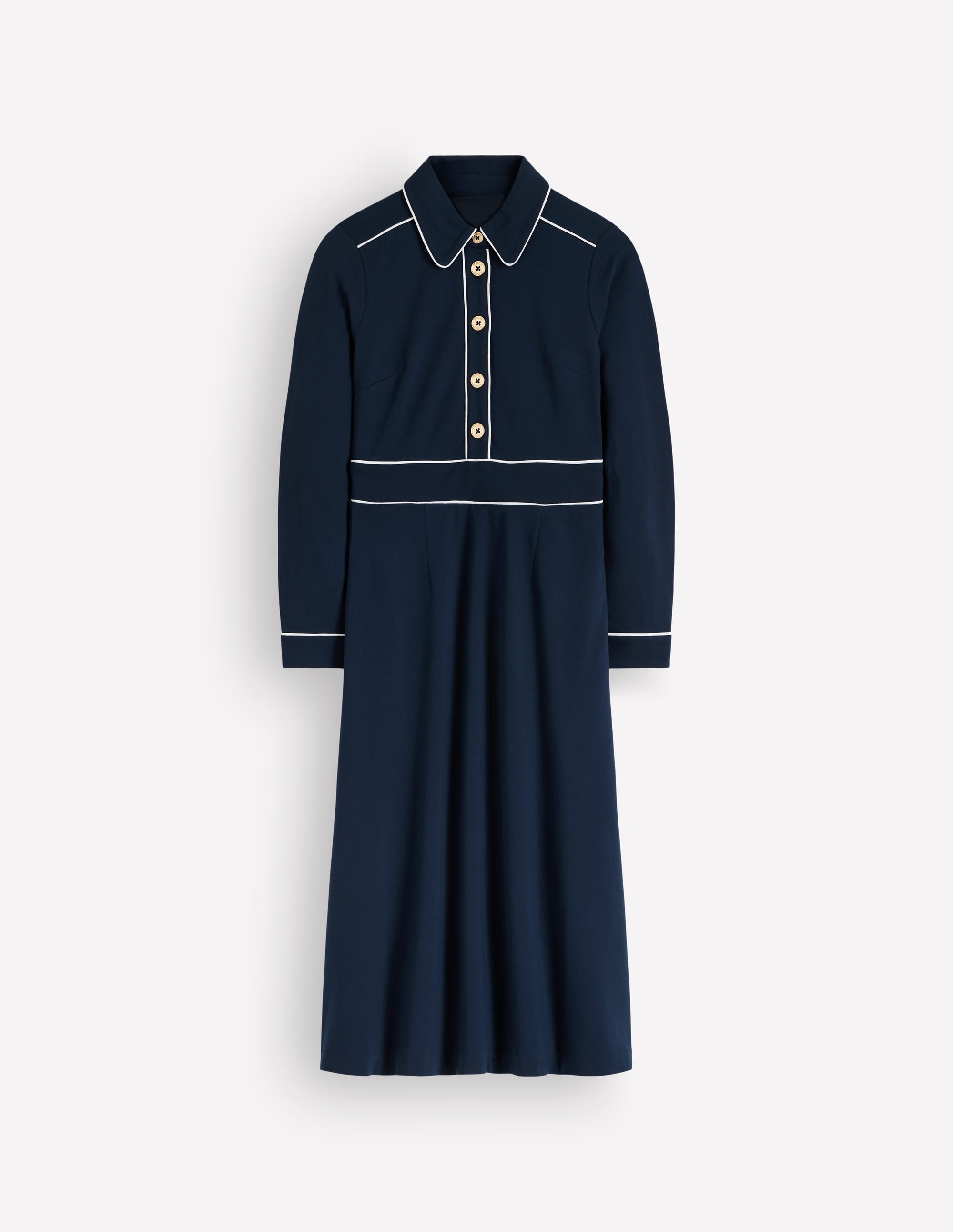 Etta Piping Detail Ponte Dress-Navy, Ivory - Image 4