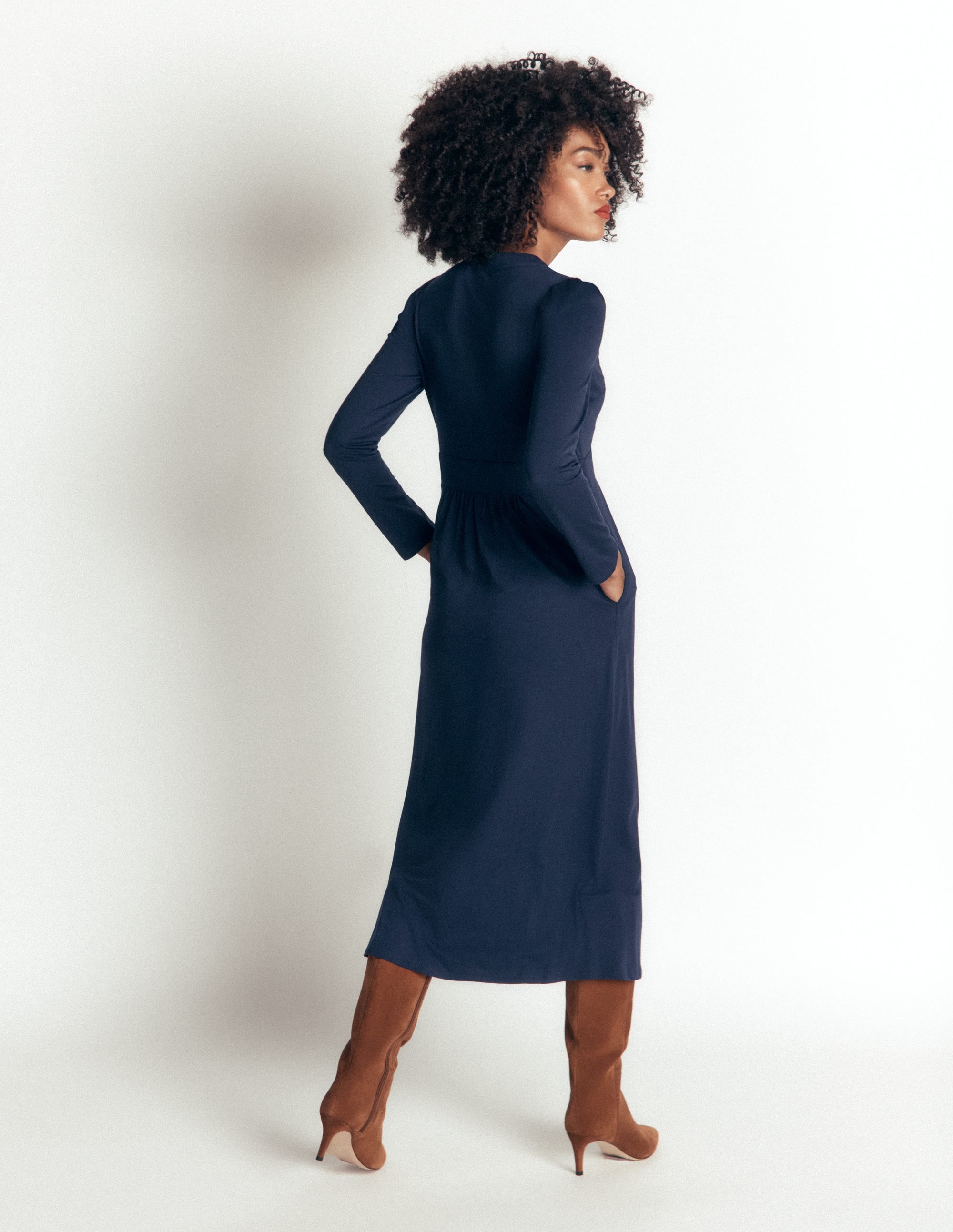 Hope Zip Detail Jersey Dress-Navy - Image 3
