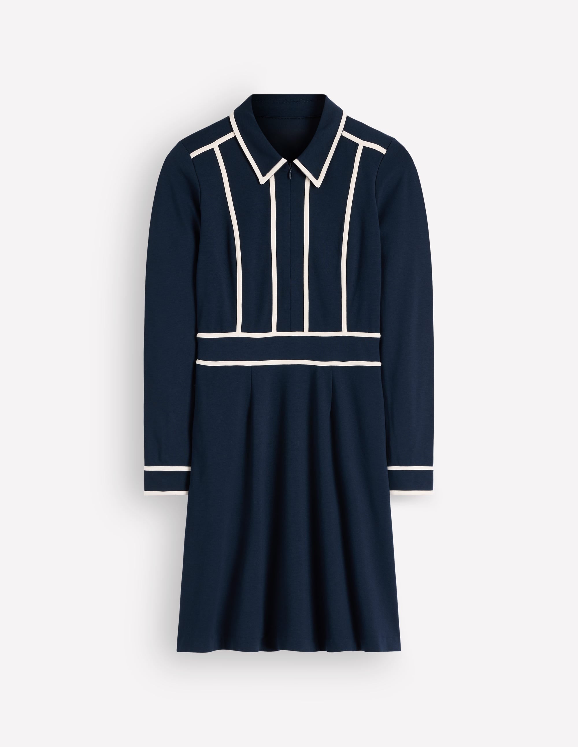 Ula Ponte Short Dress-Navy, Ivory - Image 5