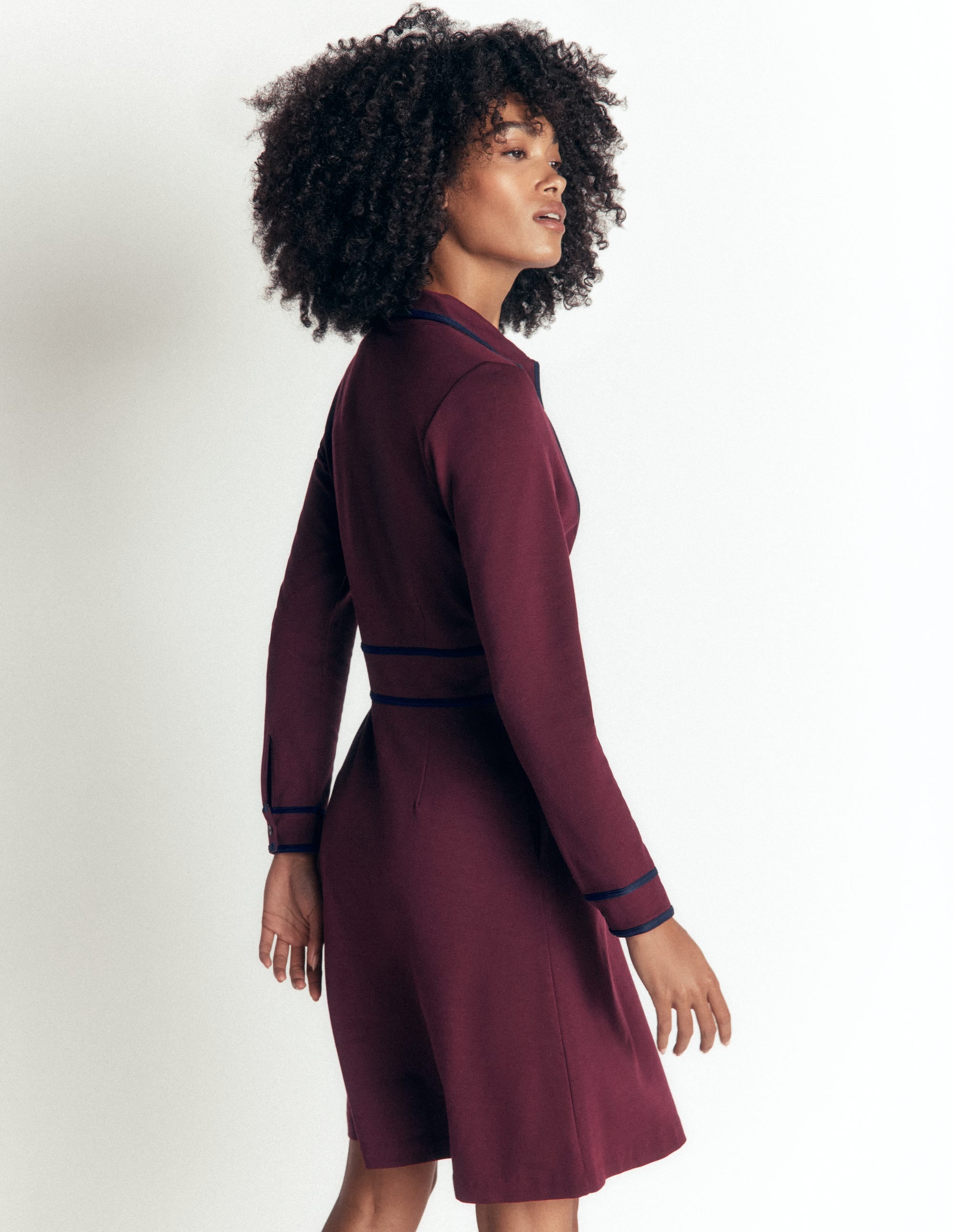 Ula Ponte Short Dress-Dark Cherry, Navy - Image 2
