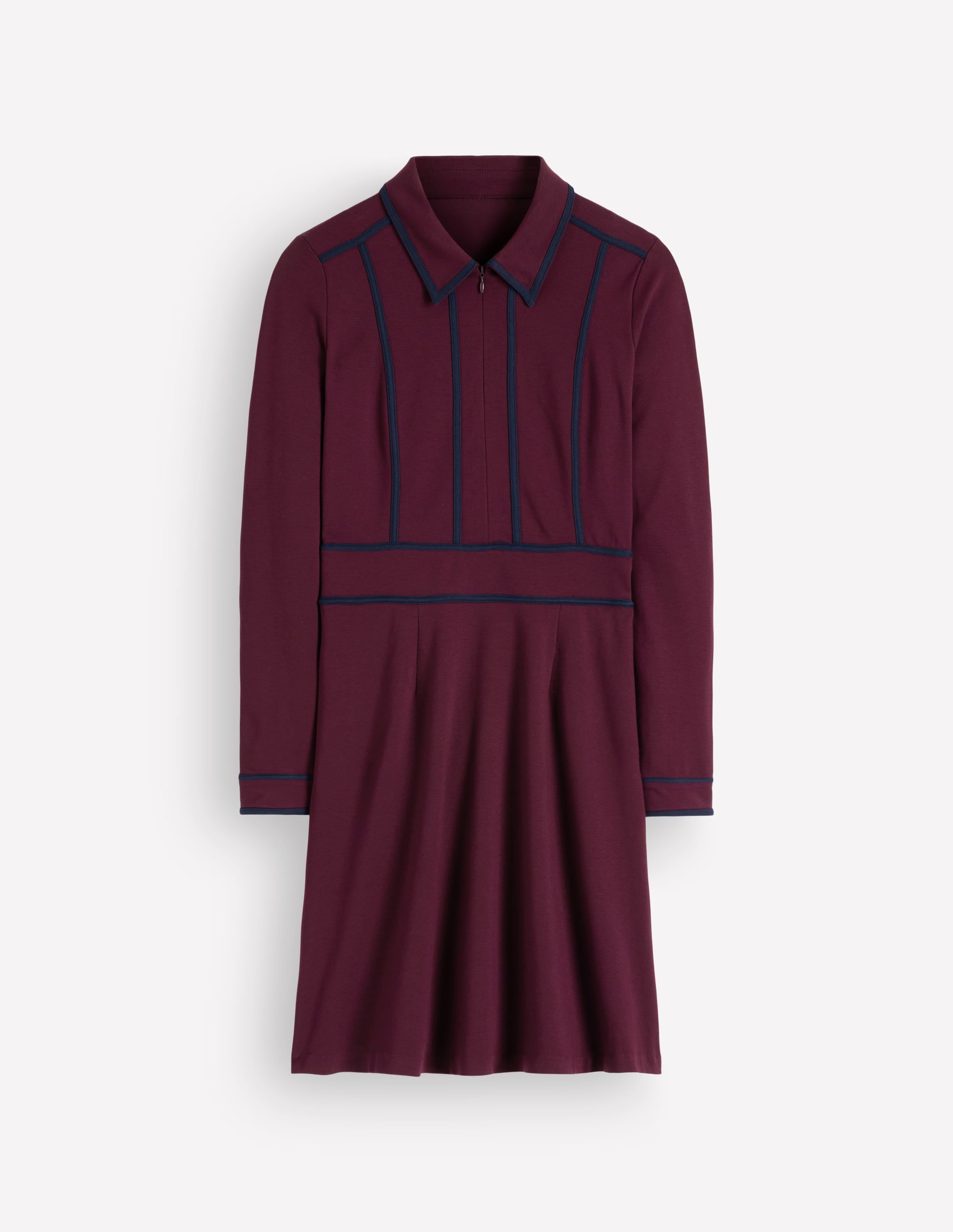 Ula Ponte Short Dress-Dark Cherry, Navy - Image 5