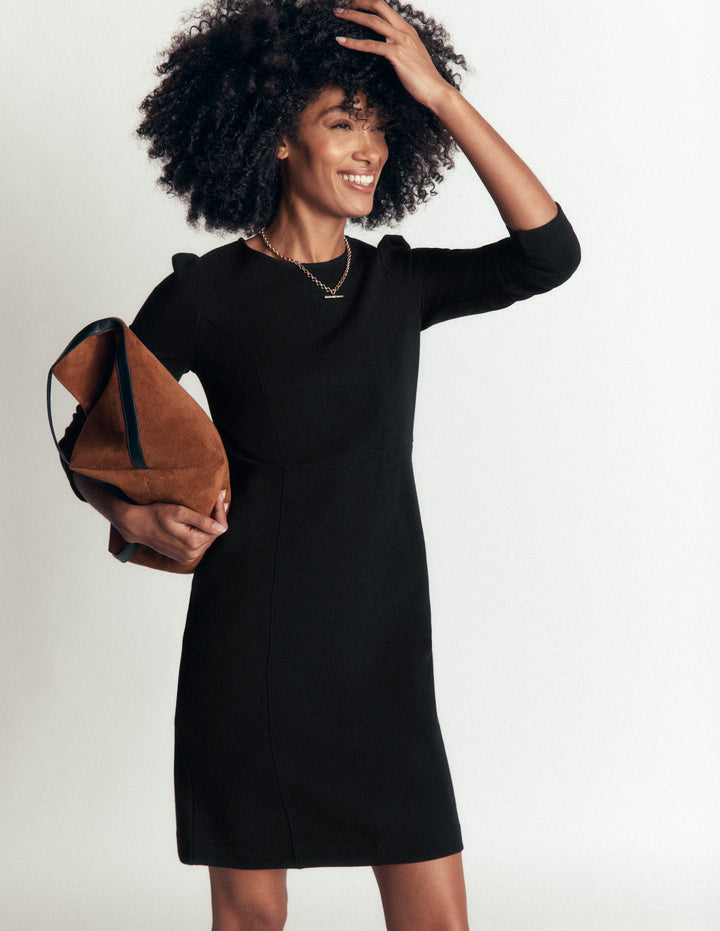 Marla Seamed Ottoman Dress-Black