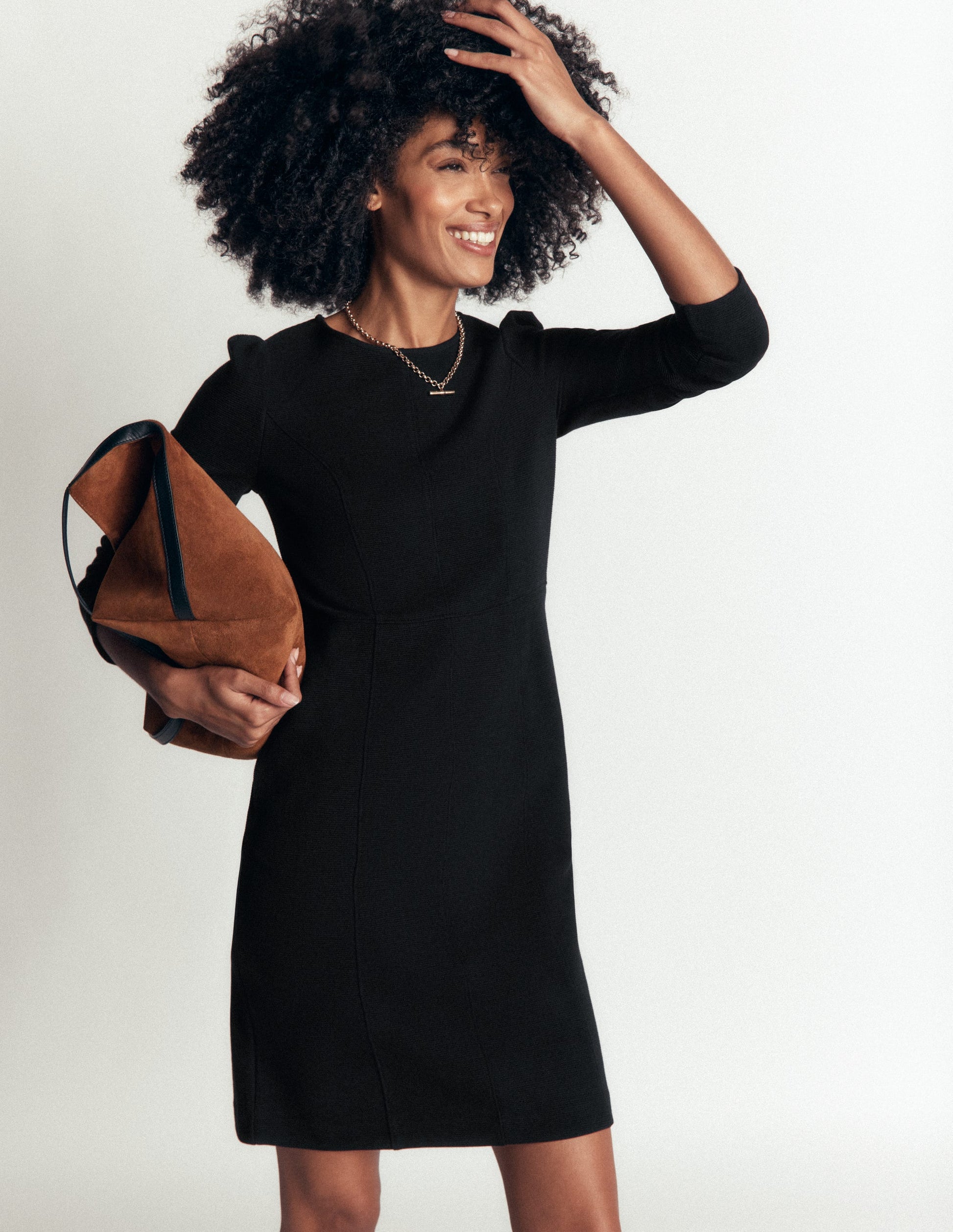 Marla Seamed Ottoman Dress-Black-1