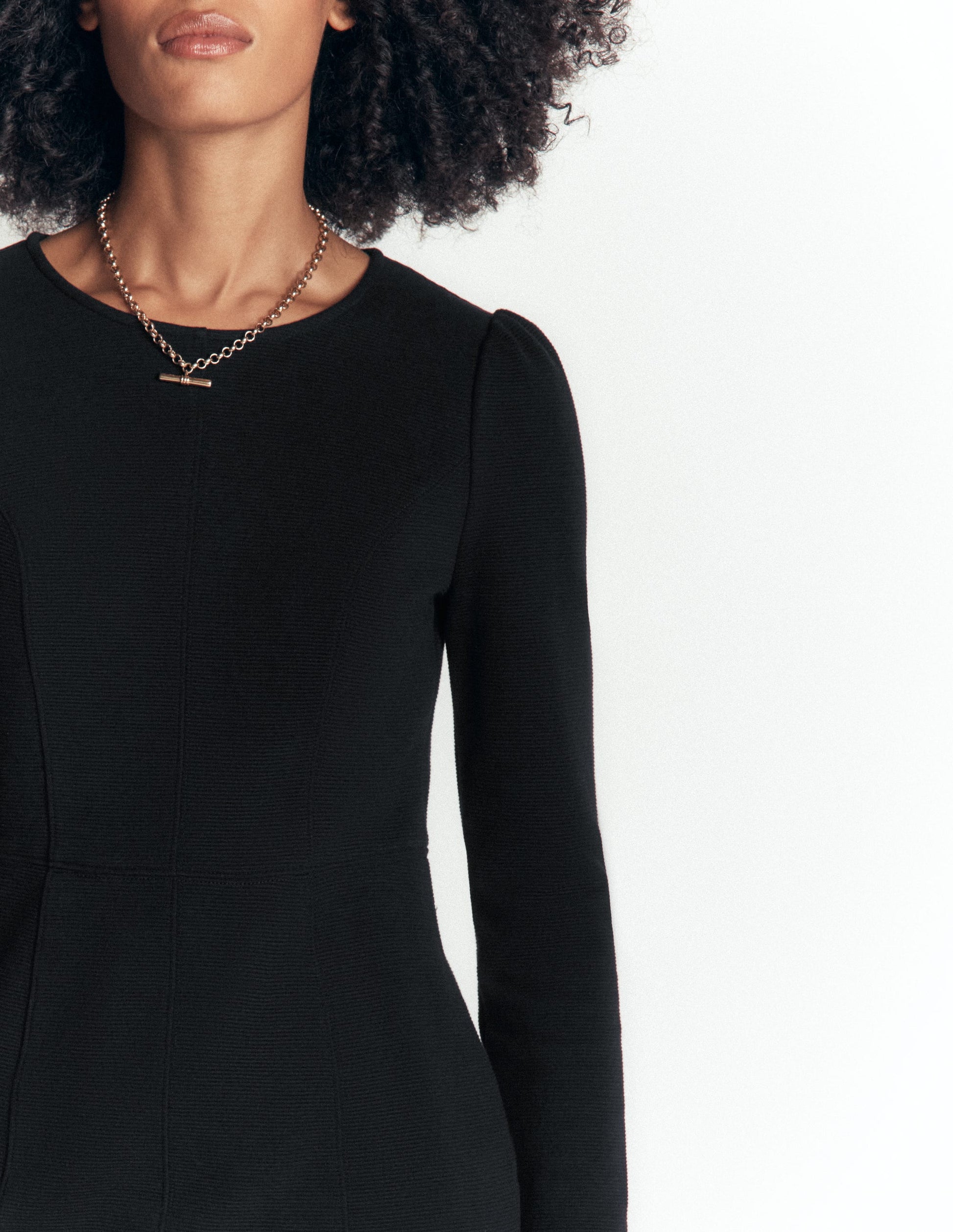 Marla Seamed Ottoman Dress-Black-2