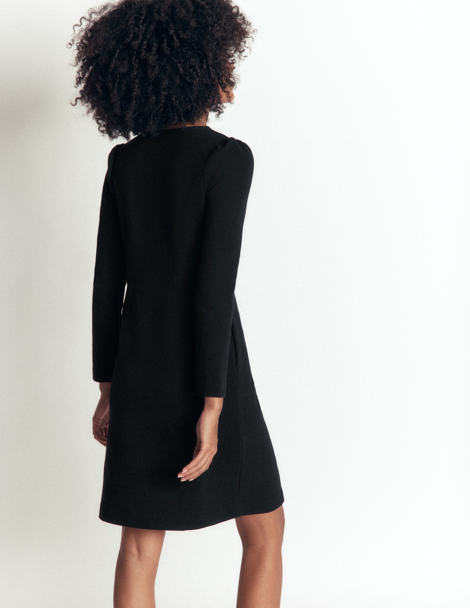 Marla Seamed Ottoman Dress-Black-3