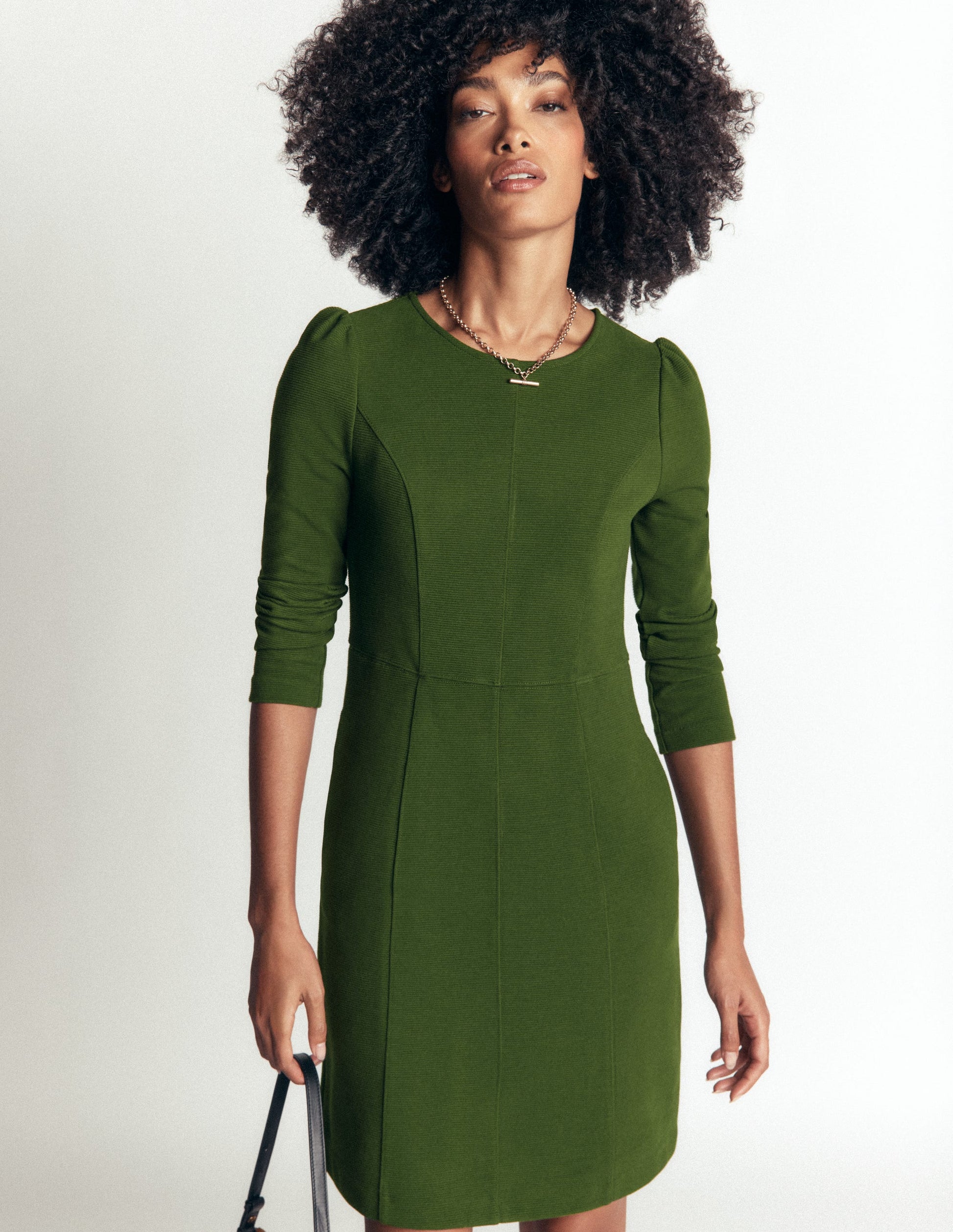 Marla Seamed Ottoman Dress-Green Fir-4