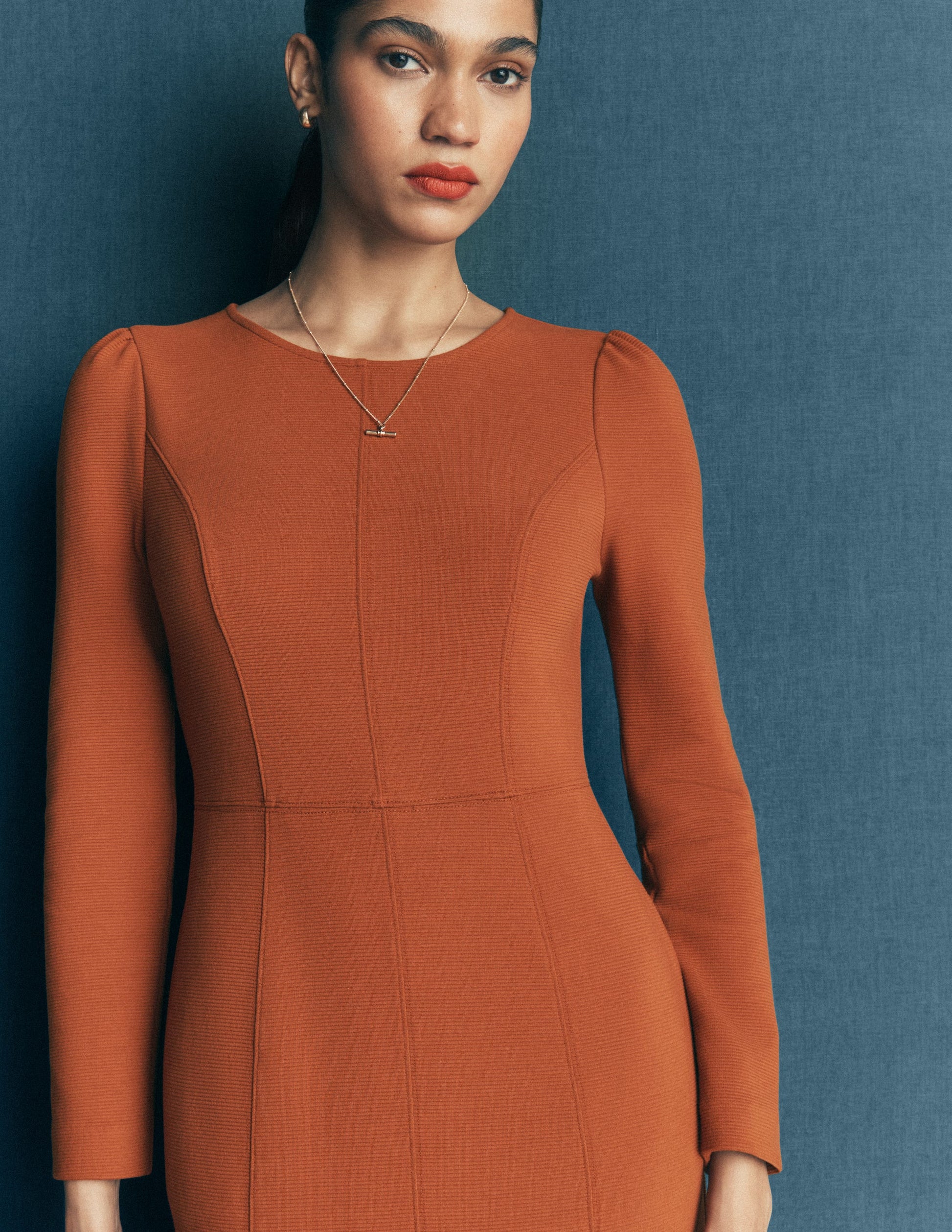 Marla Seamed Ottoman Dress-Gingerbread-3