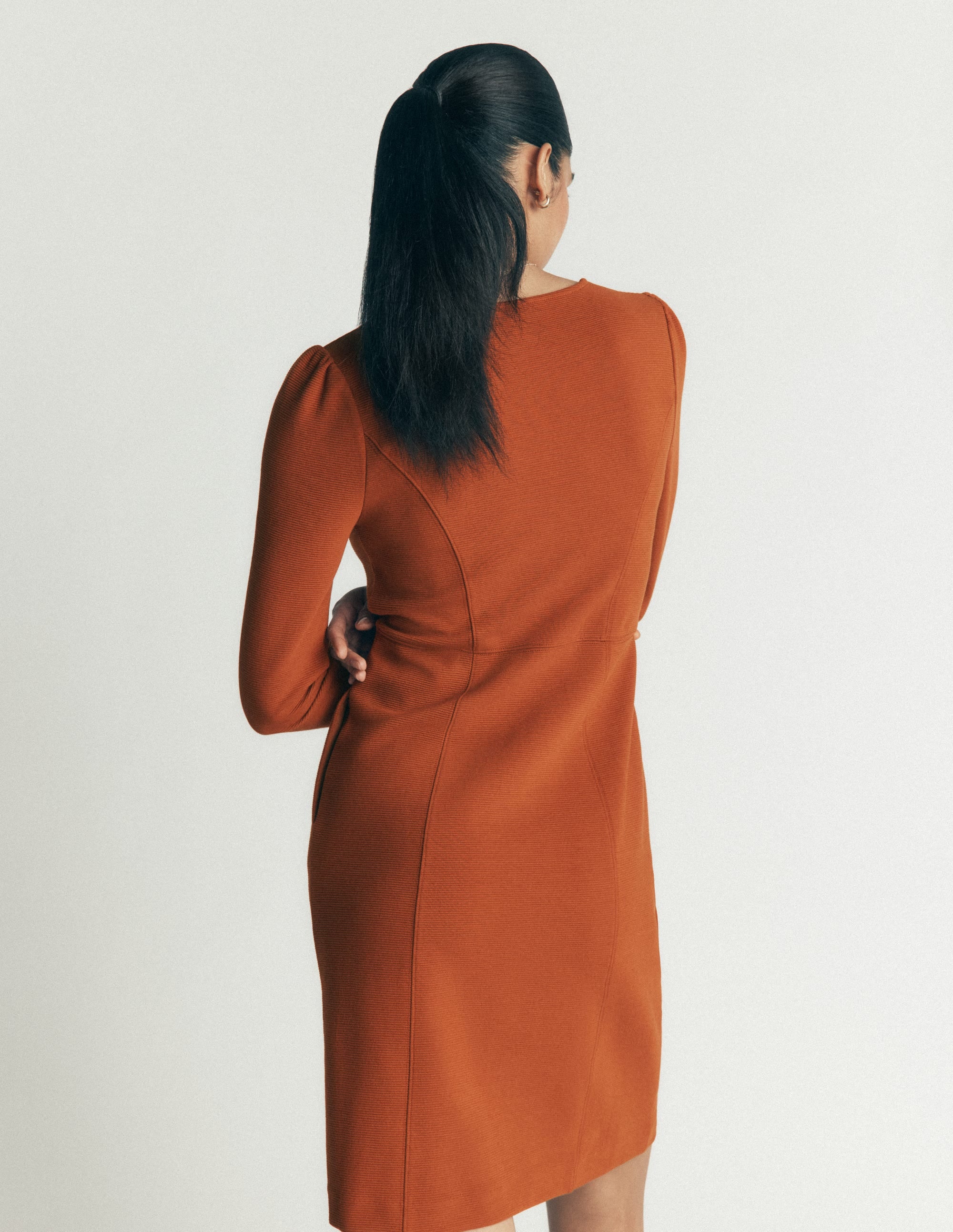 Marla Seamed Ottoman Dress-Gingerbread - Image 4