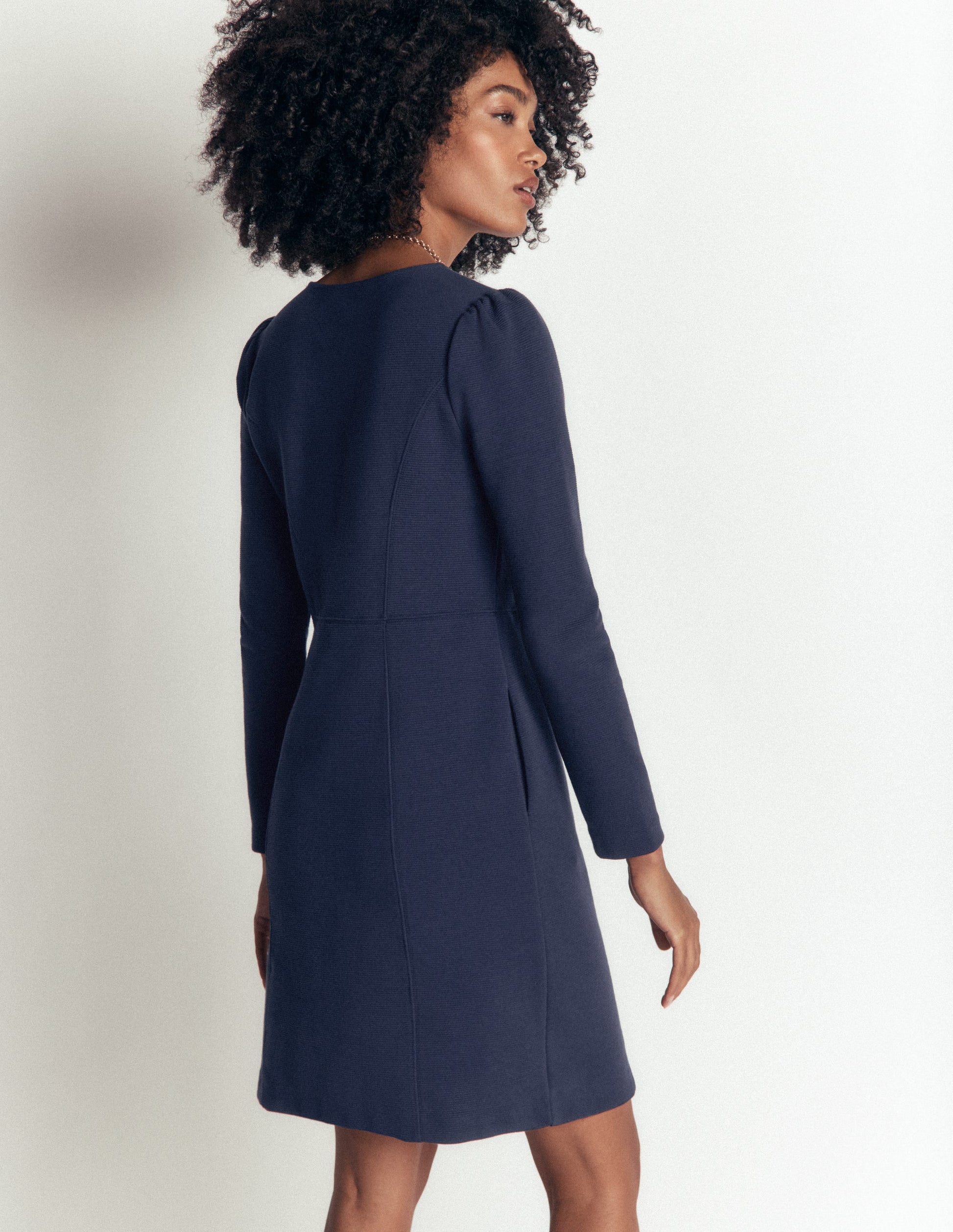 Marla Seamed Ottoman Dress-Navy-2