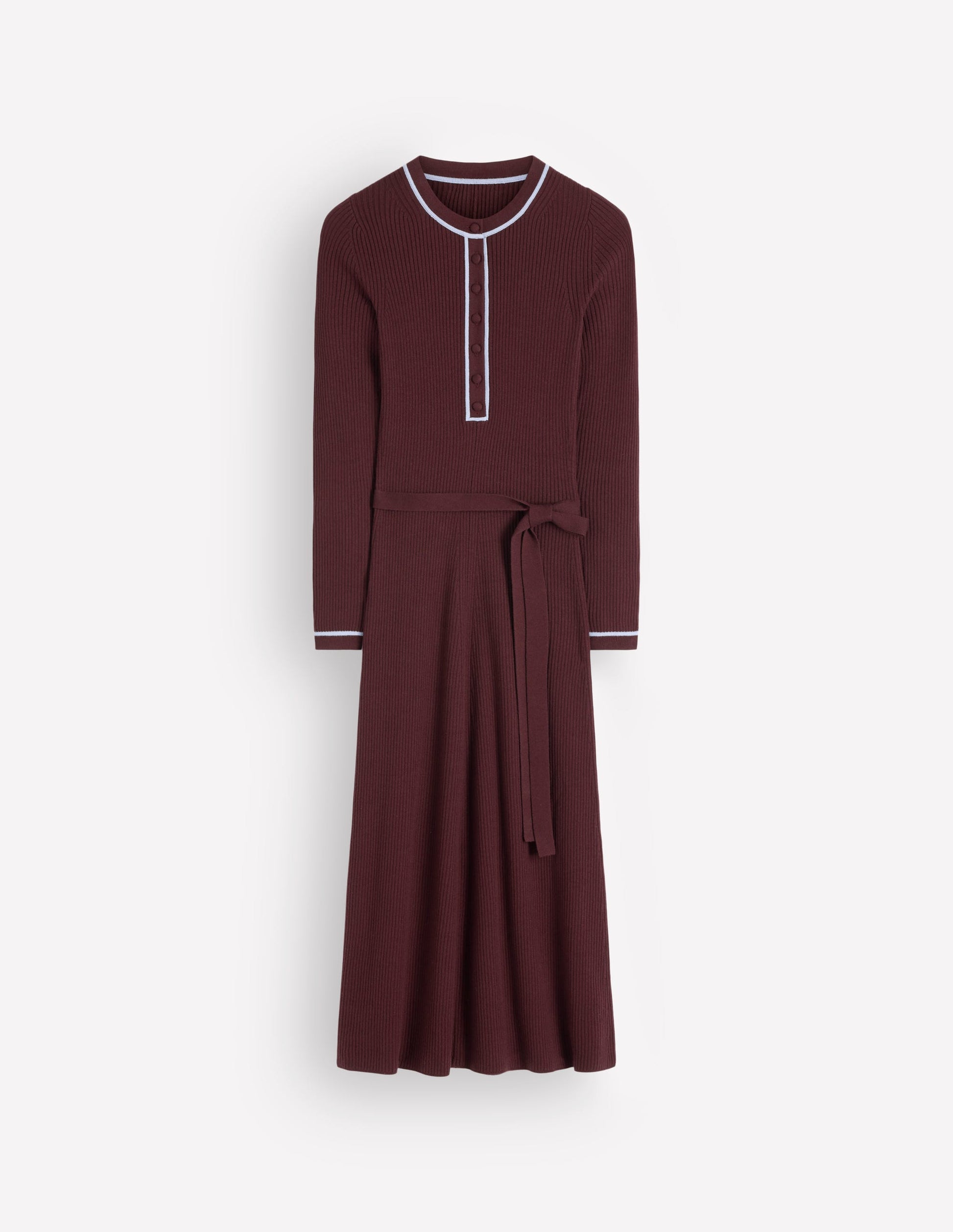 Paula Ribbed Crew Dress-Raw Umber, Faded Denim-7