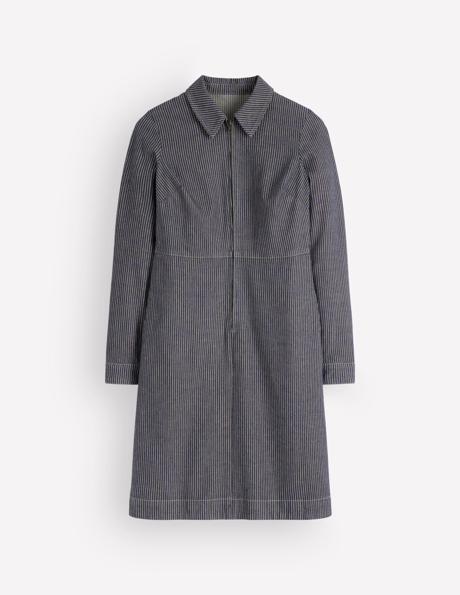 Bronte Denim Short Dress-Fine Denim Ticking Stripe-6