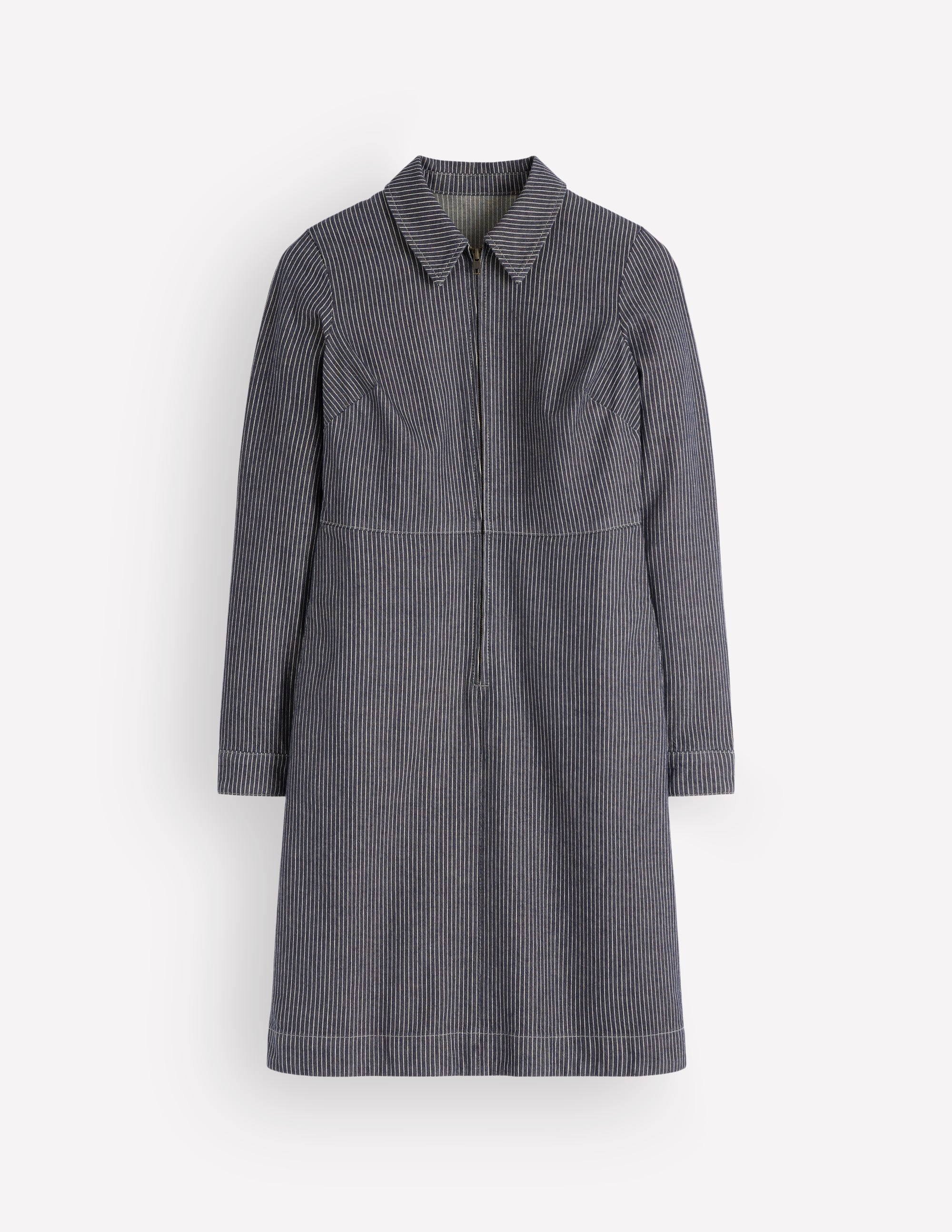 Bronte Denim Short Dress-Fine Denim Ticking Stripe - Image 6