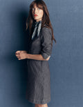 Bronte Denim Short Dress-Fine Denim Ticking Stripe
