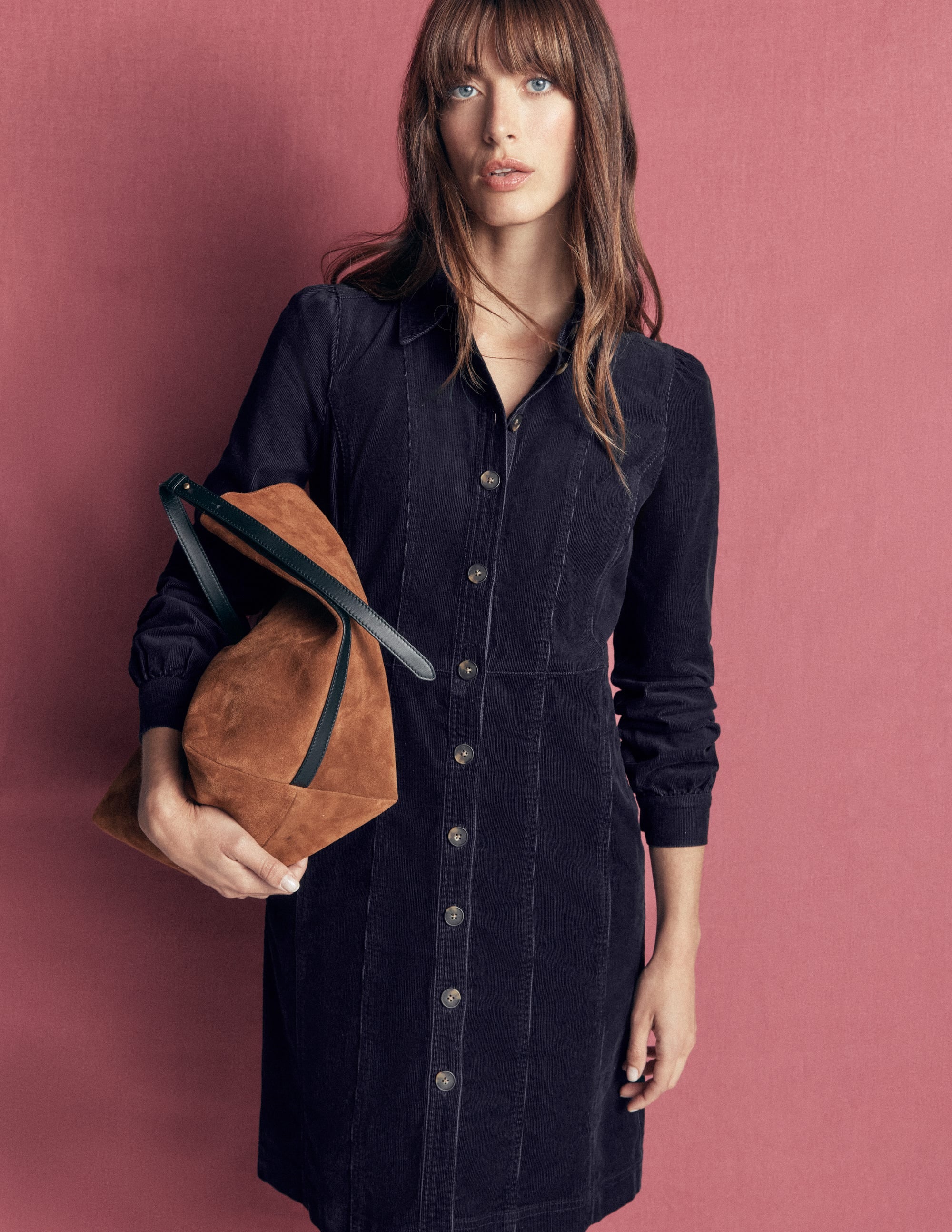 Rhoda Cord Short Dress-Navy - Image 2