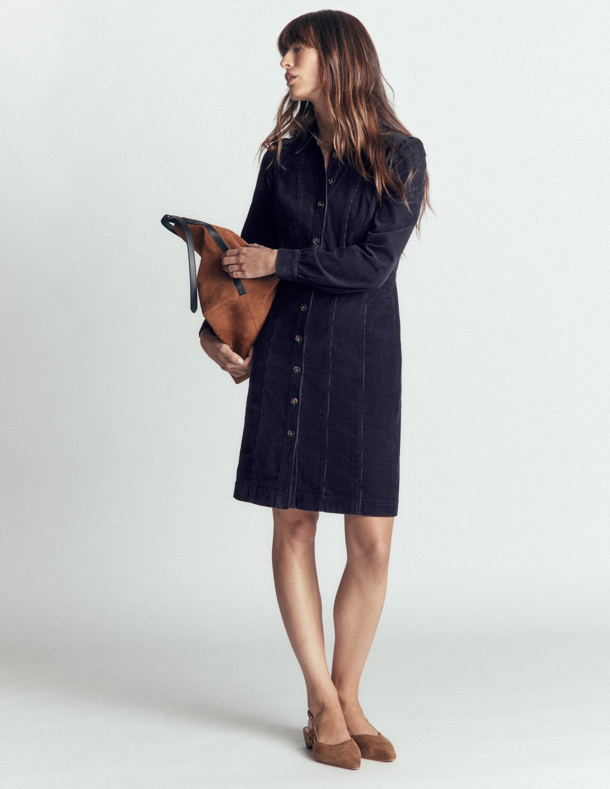 Rhoda Cord Short Dress-Navy-5