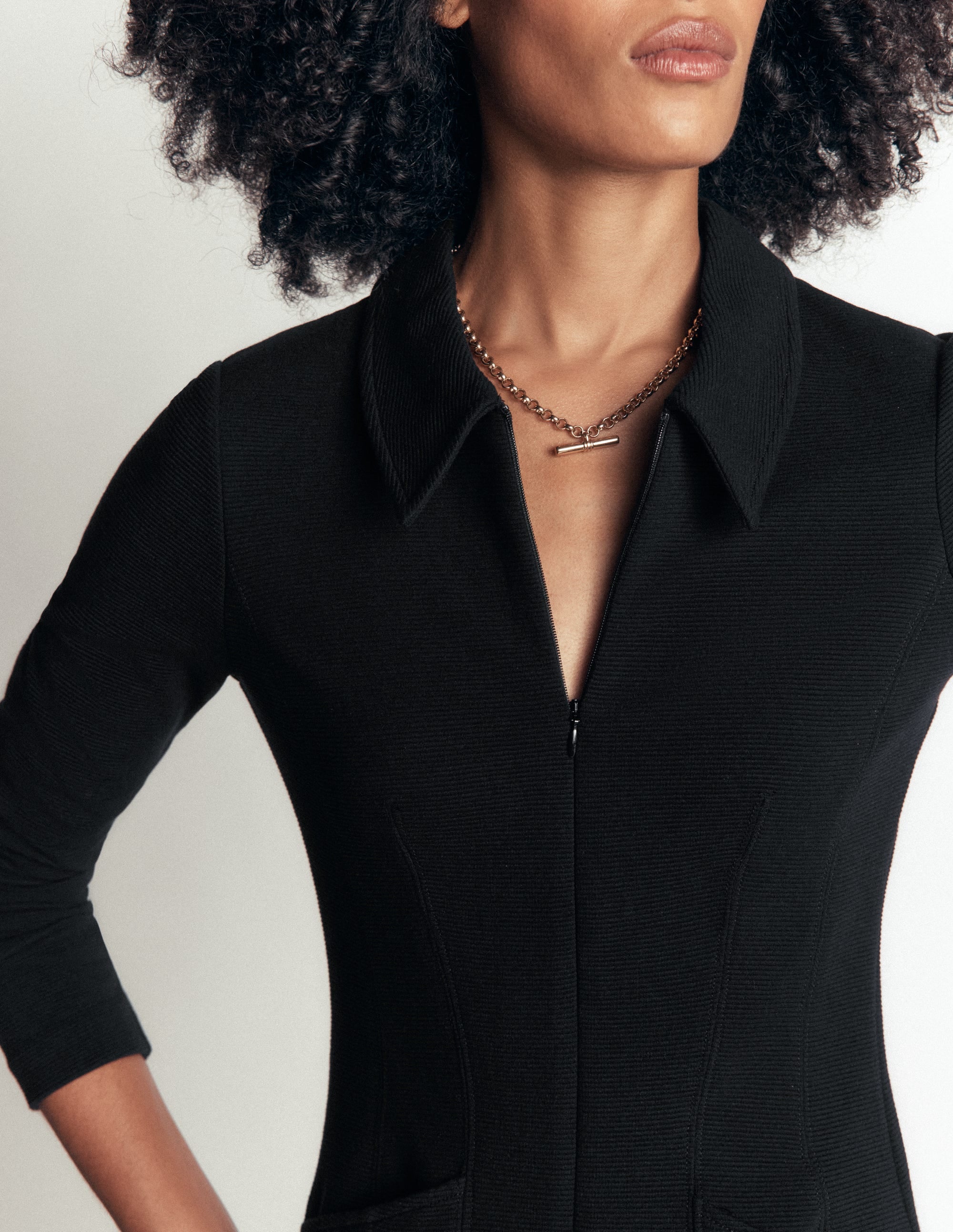 Nia Ottoman Long Sleeve Dress-Black - Image 2