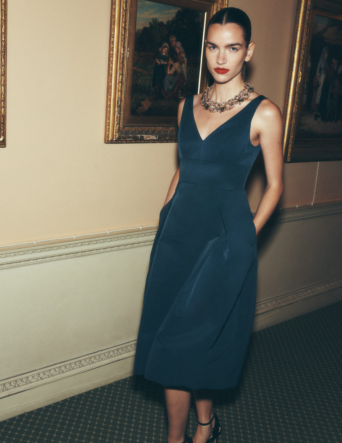 Textured Fit & Flare Dress-Teal Ocean-1