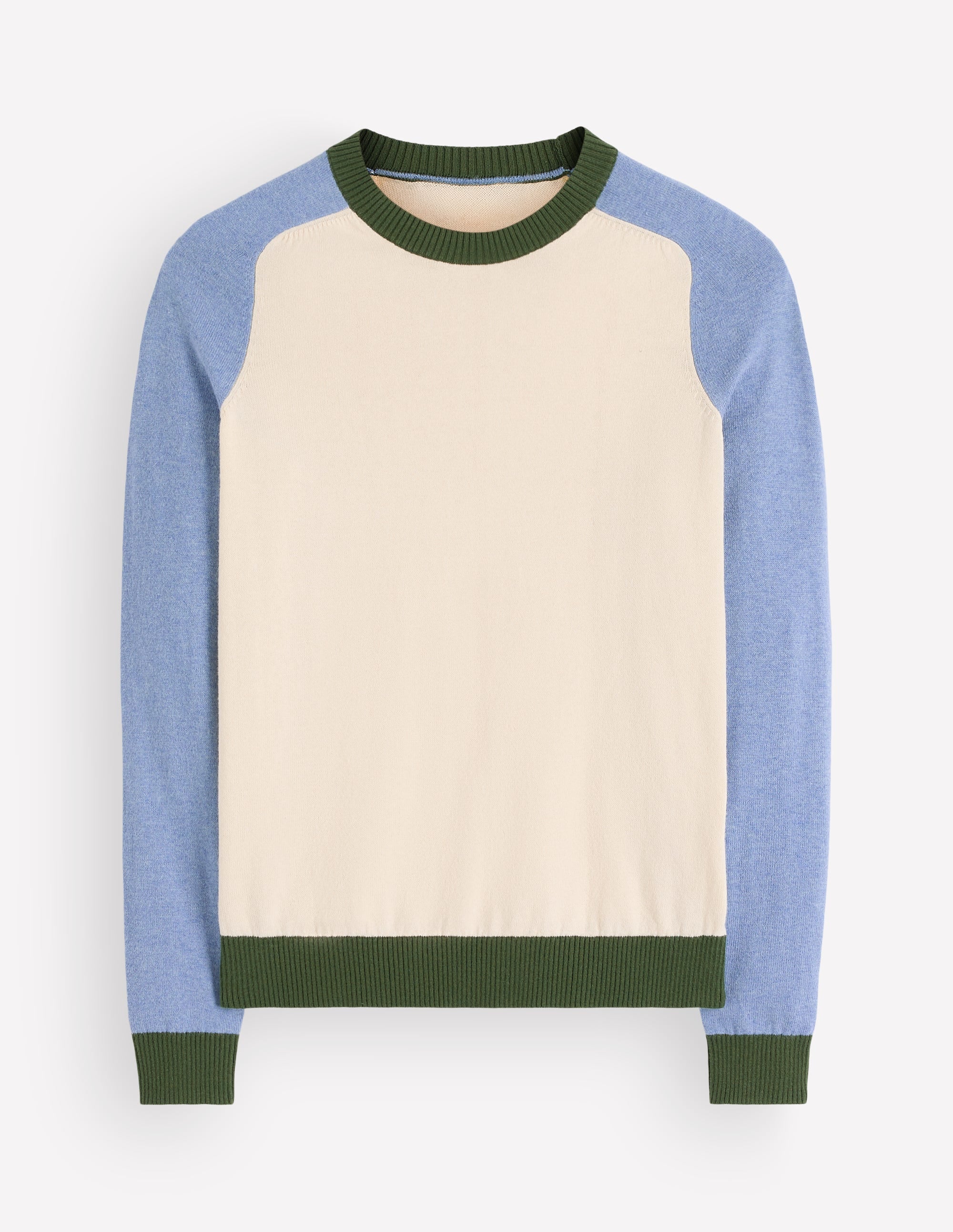 Meg Raglan Sleeve Jumper-Ivory, Blue and Green - Image 5