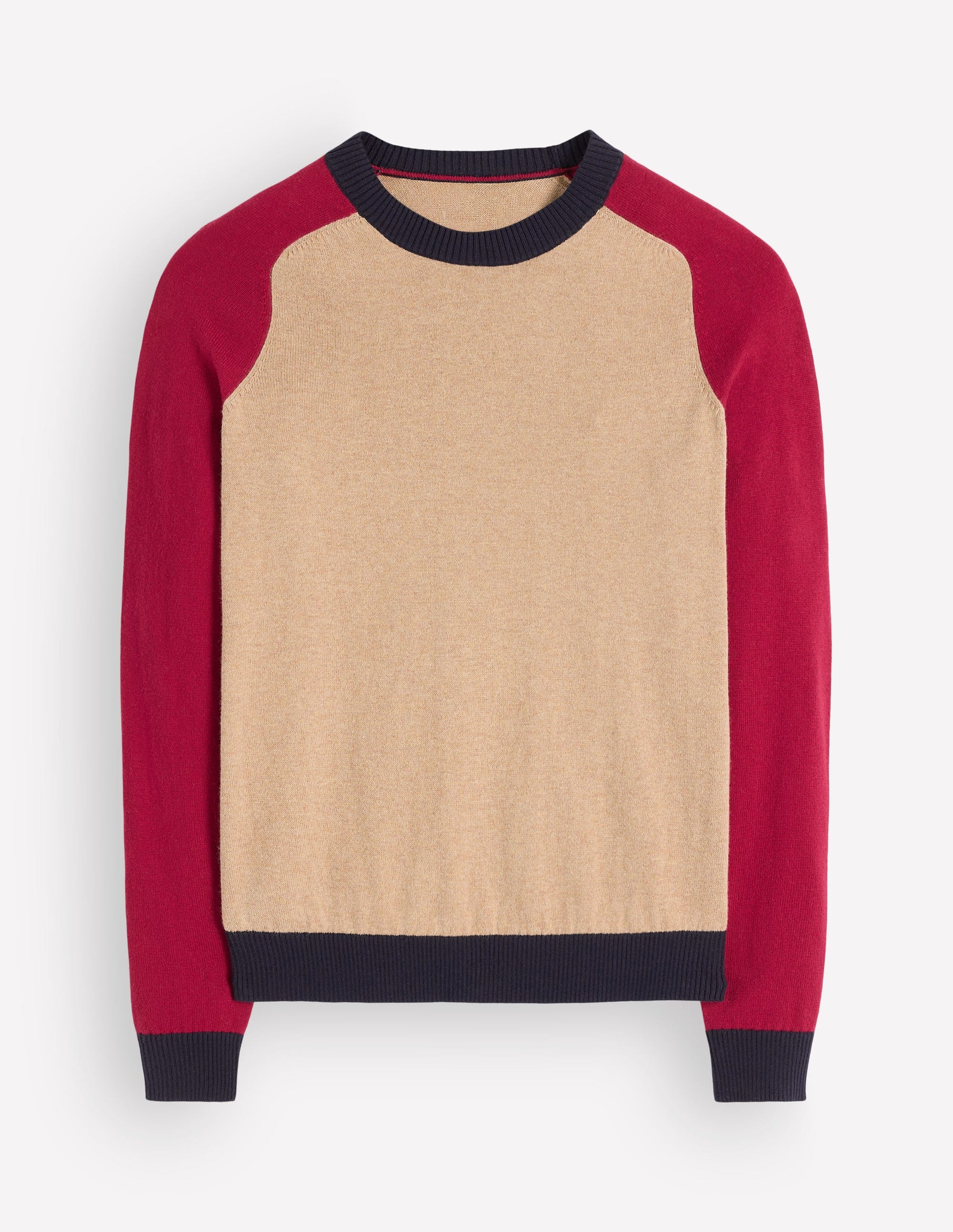 Meg Raglan Sleeve Jumper-Camel melange, red-4
