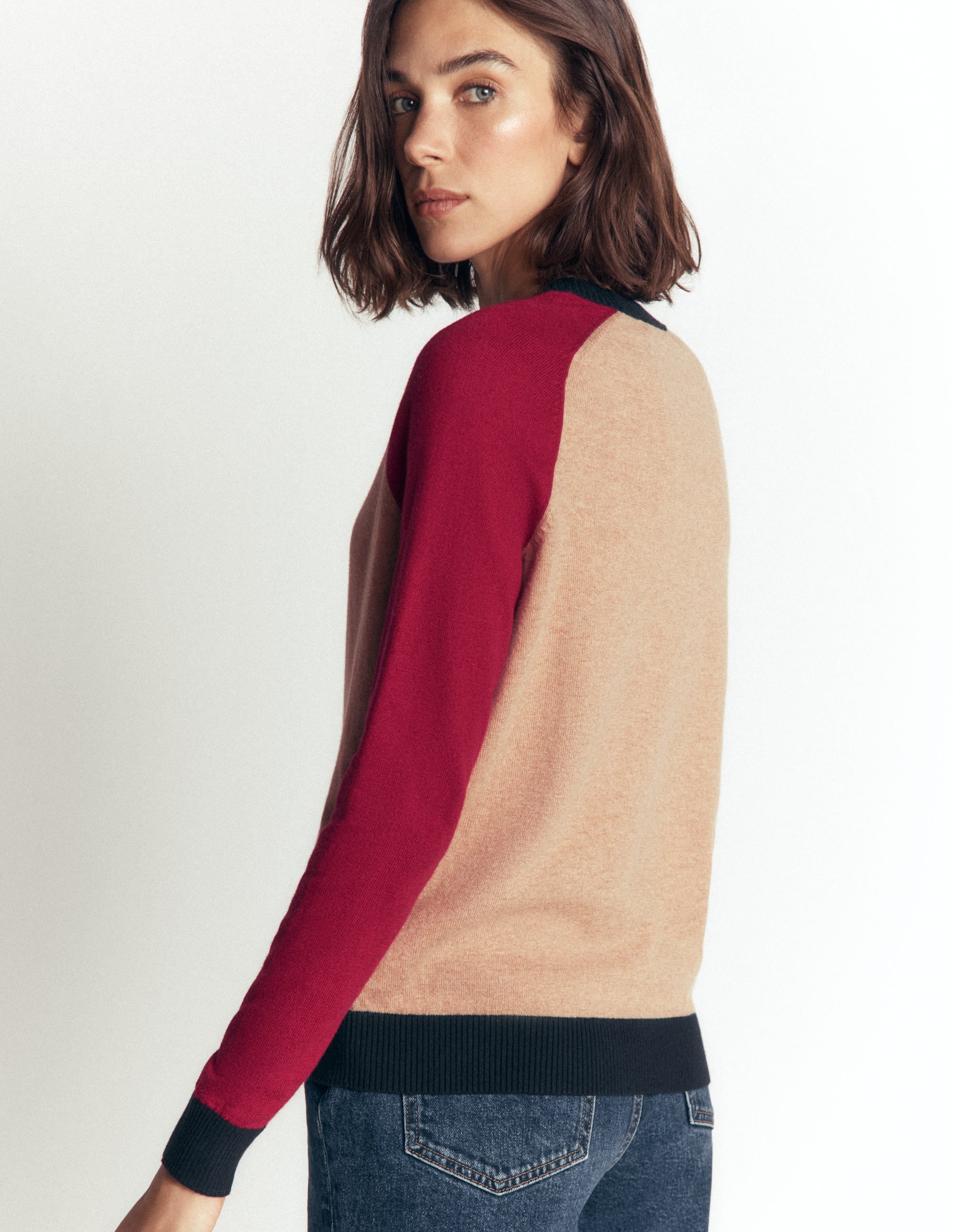 Meg Raglan Sleeve Jumper-Camel melange, red - Image 2