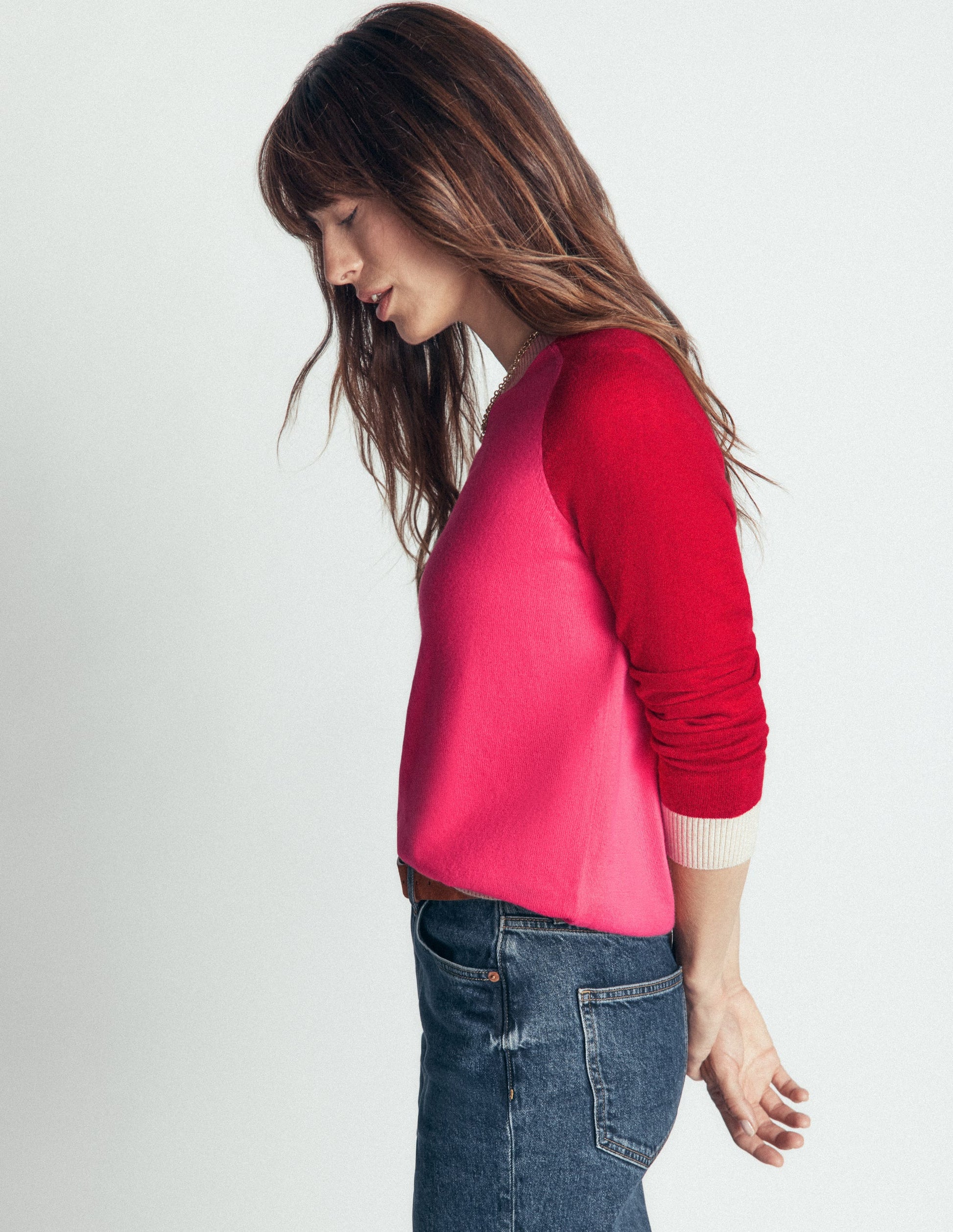 Meg Raglan Sleeve Jumper-Pink colour block-2