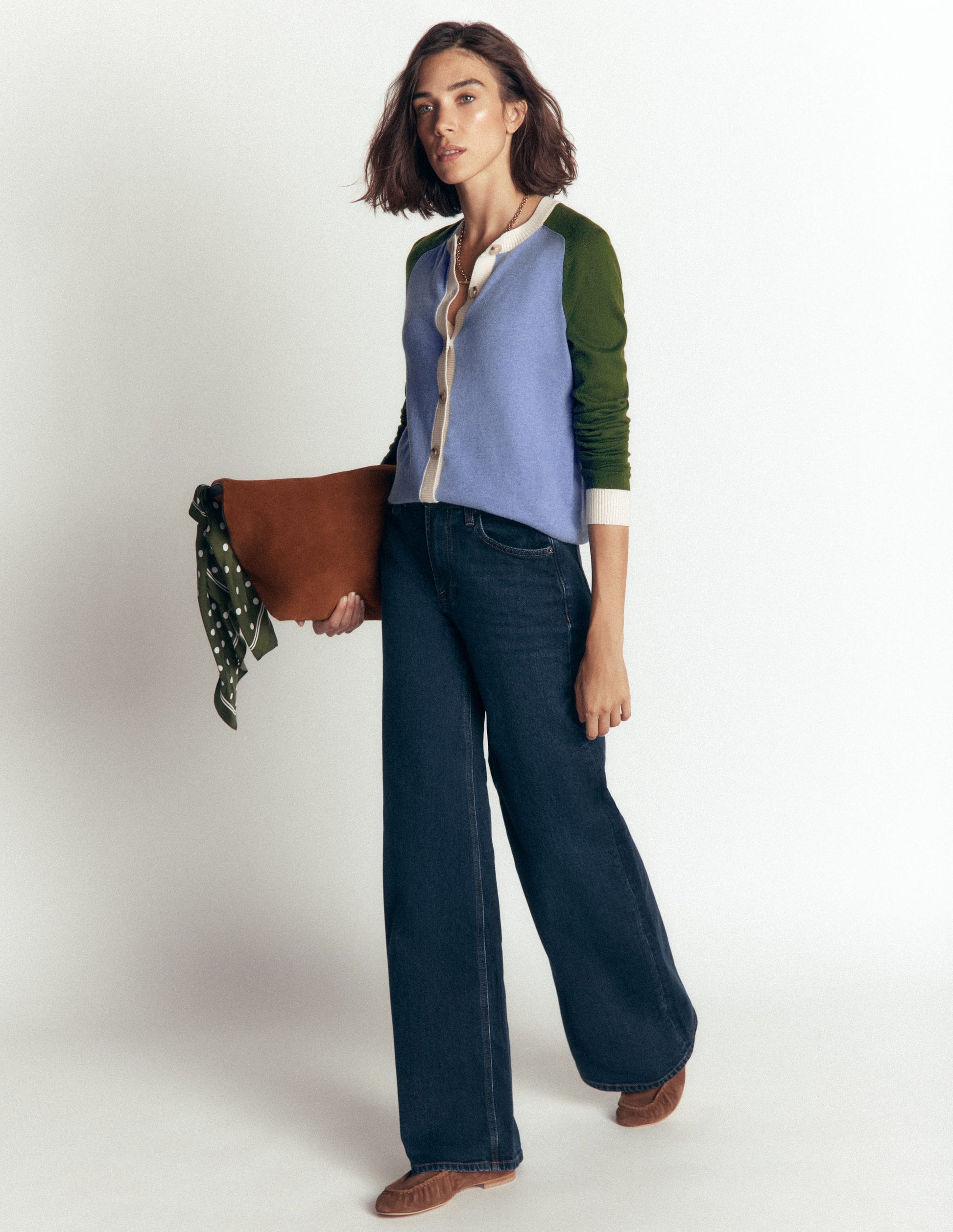Meg Raglan Sleeve Cardigan-Blue colour block-5