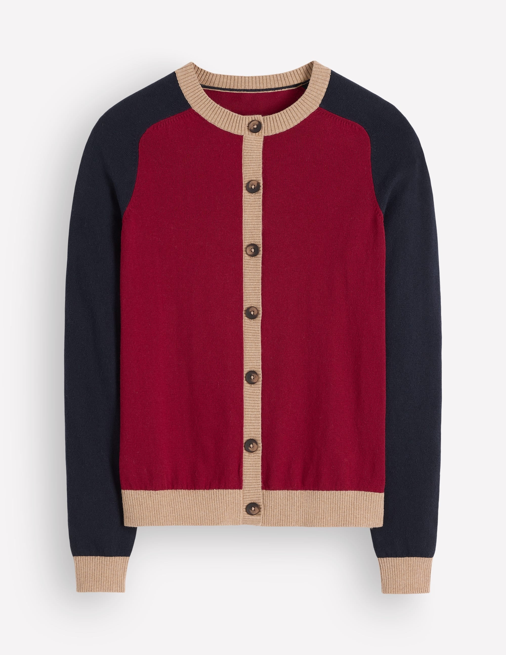 Meg Raglan Sleeve Cardigan-Red colour block - Image 5